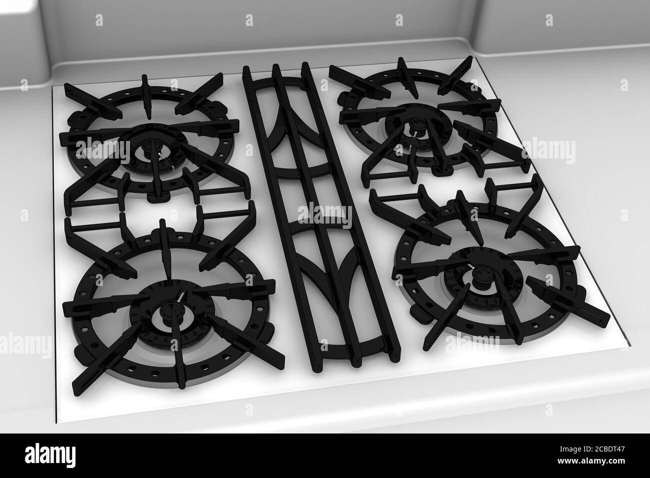 Gas stove burners. The burners of the gas stove. Closeup. Isolated on