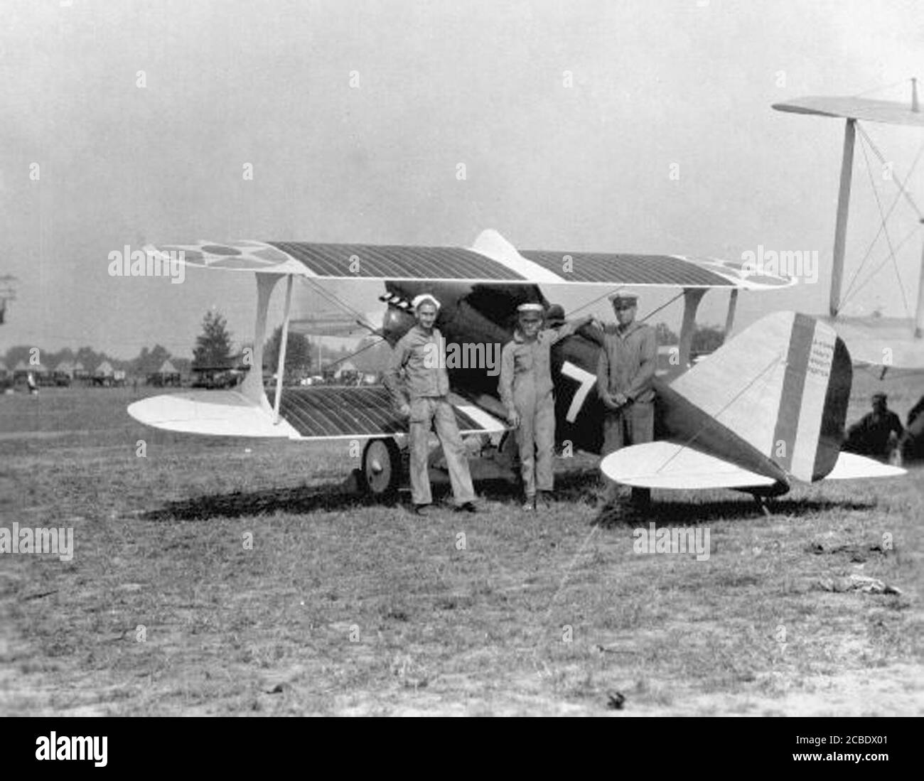 A Wright F2W-1 (Wright fighter) A-6744 at NAS San Diego, circa 1923.  Two of these aircraft were flown at the National Air races at St Louis. These aircraft placed thrid and fourth at the races,.  The Wright Aeronautical Corp racer with regulation fighter model designation. Nort Island collection Stock Photo