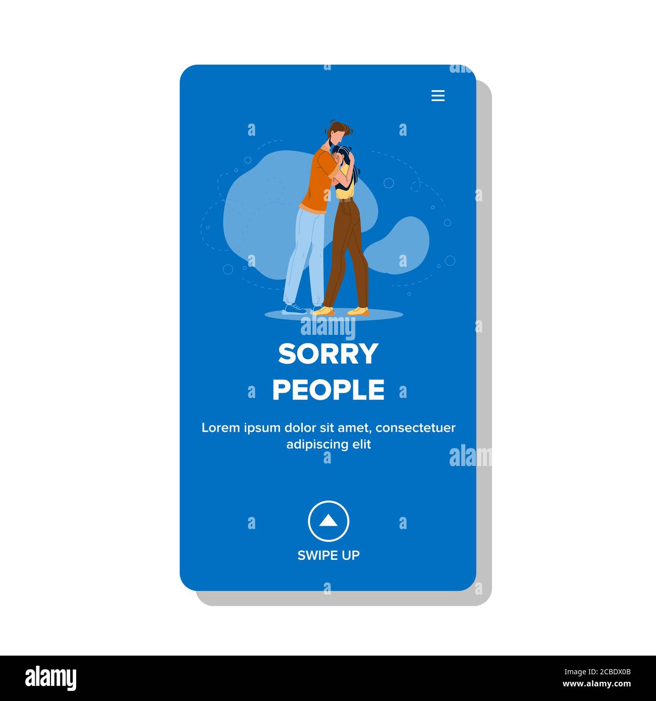 Sorry People Hugging Tightly Relationship Vector Illustration Stock Vector