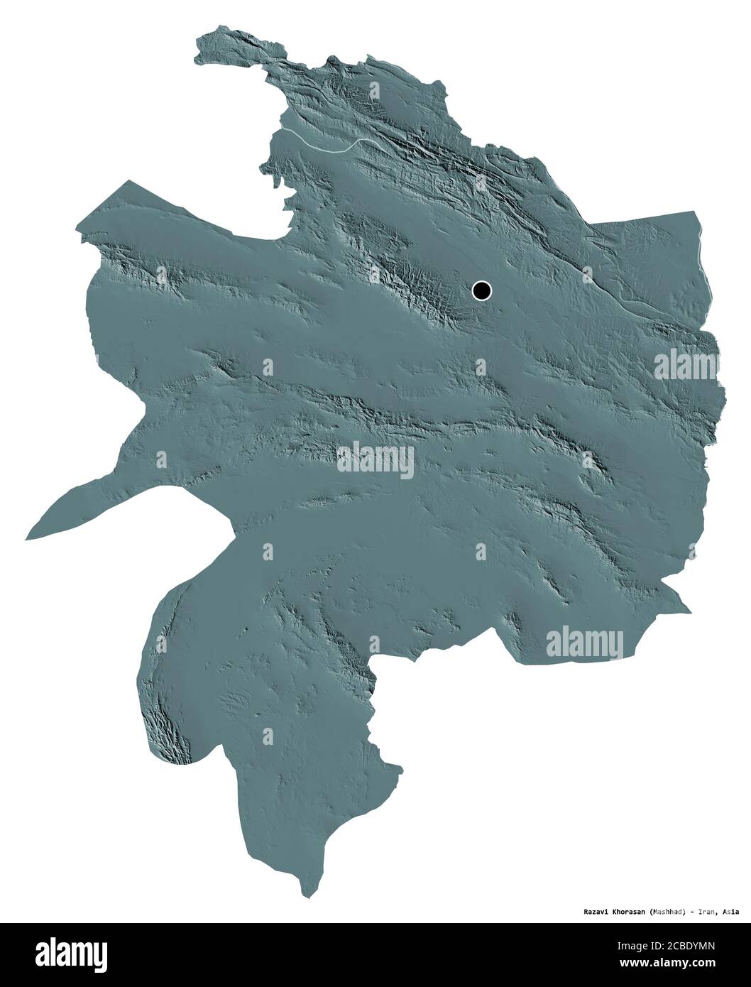 Shape of Razavi Khorasan, province of Iran, with its capital isolated 