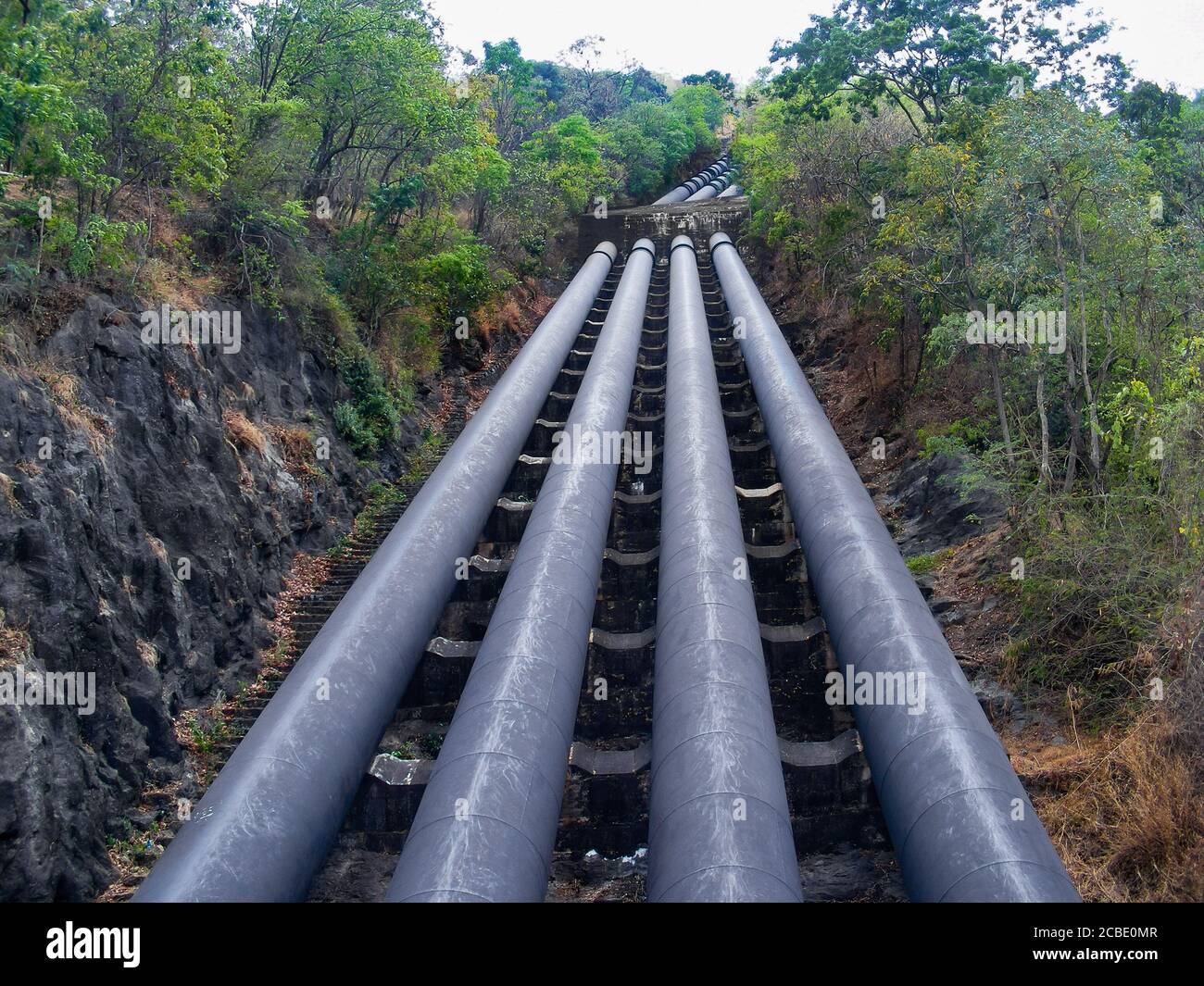 Penstock Pipes in Tamil Nadu, is famed for its Dravidian-style Hindu temples. A land of cultural and religious heritage Stock Photo