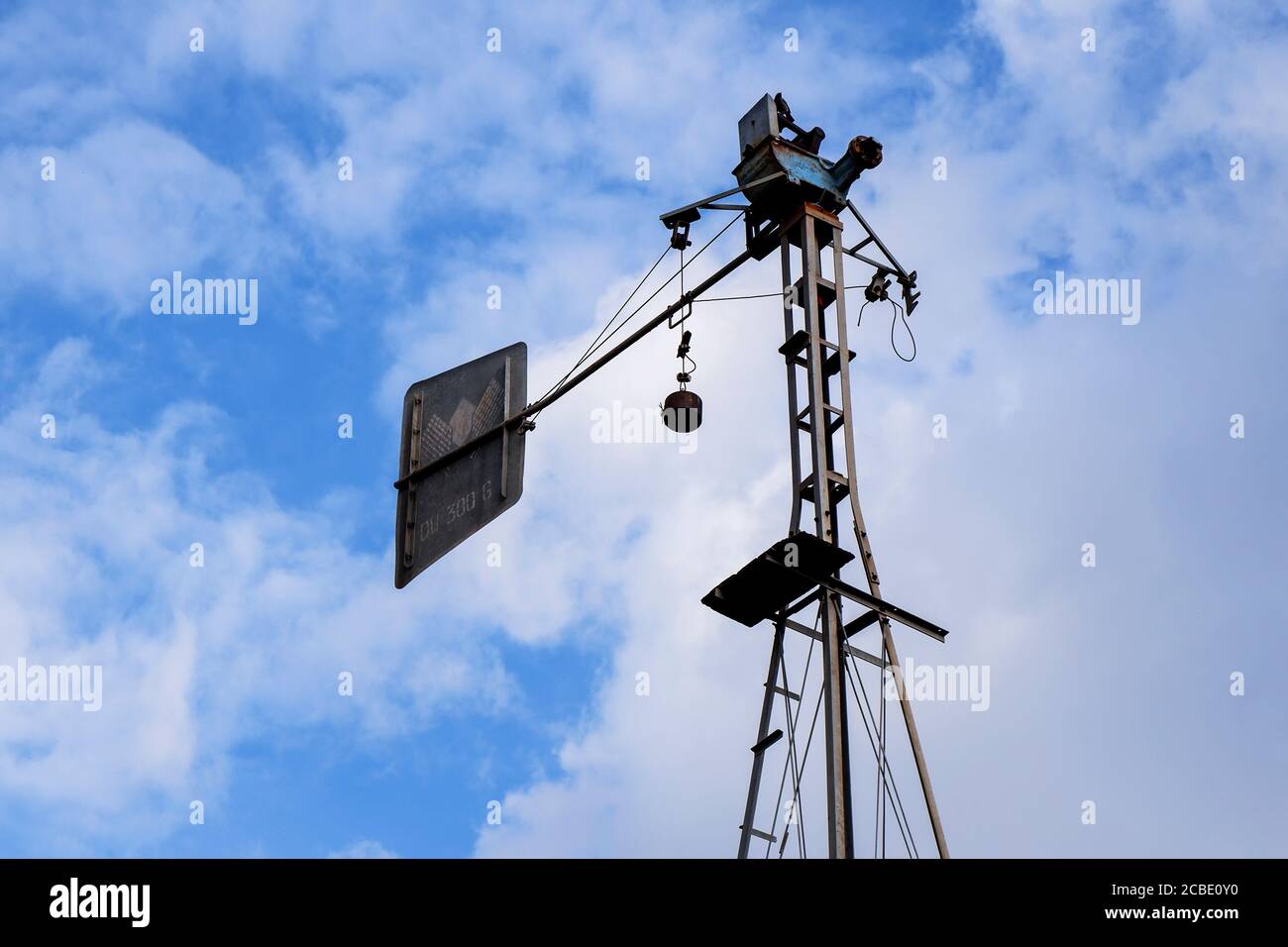 a close view of weather vane metal tower isolated in outdoor Stock Photo