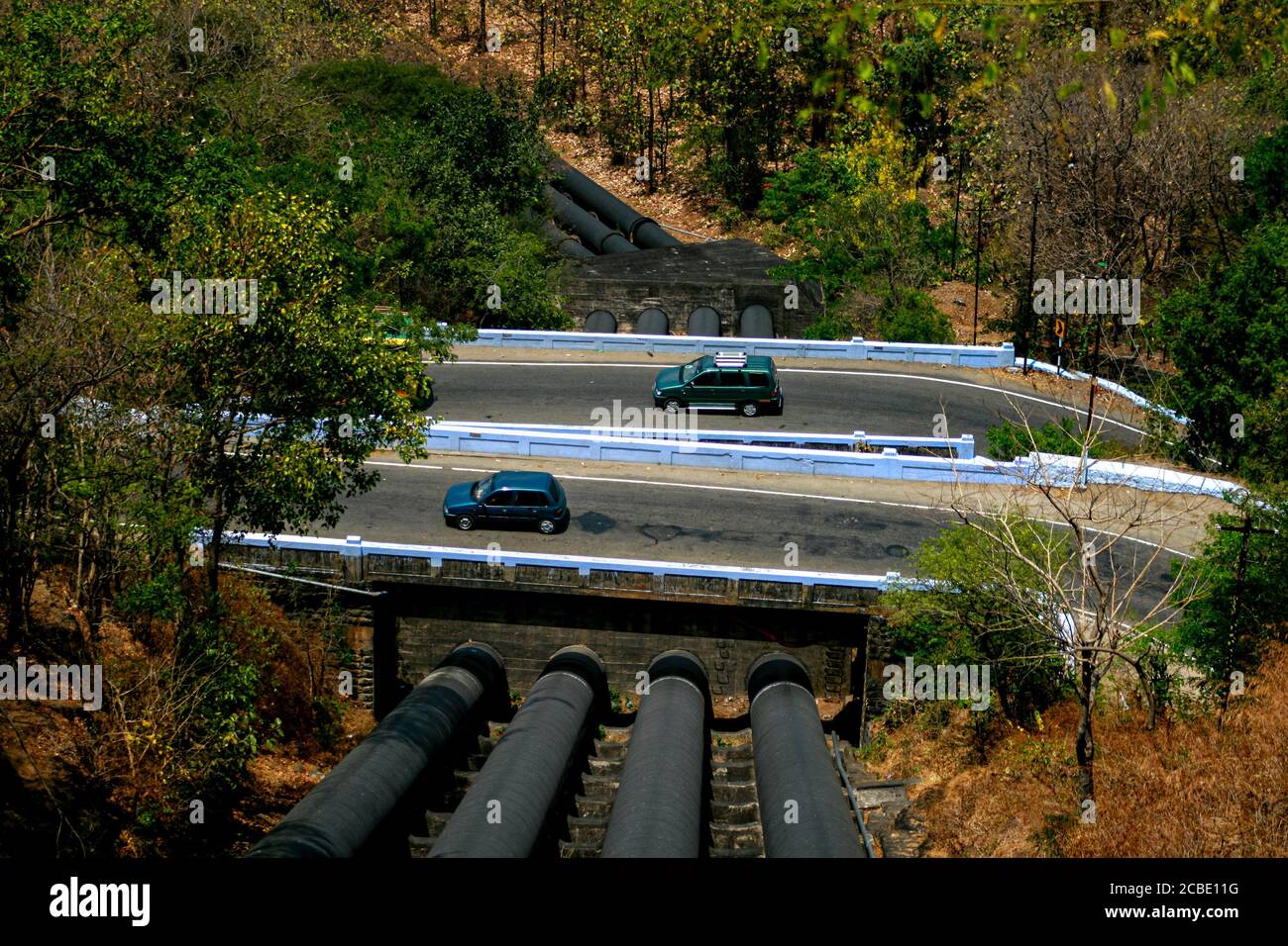 Penstock Pipes in Tamil Nadu, is famed for its Dravidian-style Hindu temples. A land of cultural and religious heritage Stock Photo