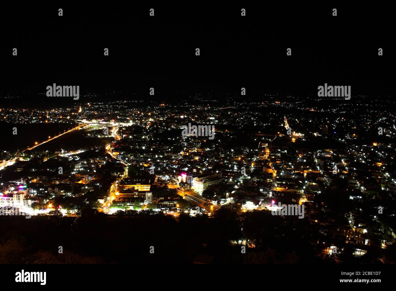 Palani city night view, Tamil Nadu, is famed for its Dravidian-style Hindu temples. A land of cultural and religious heritage Stock Photo