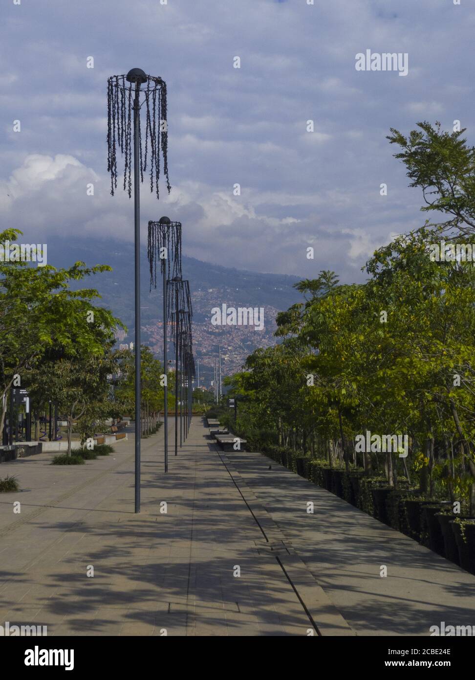 MEDELLIN, COLOMBIA - Mar 28, 2020: Park to do some exercise in the city of medellin with no people during quarantine. Stock Photo