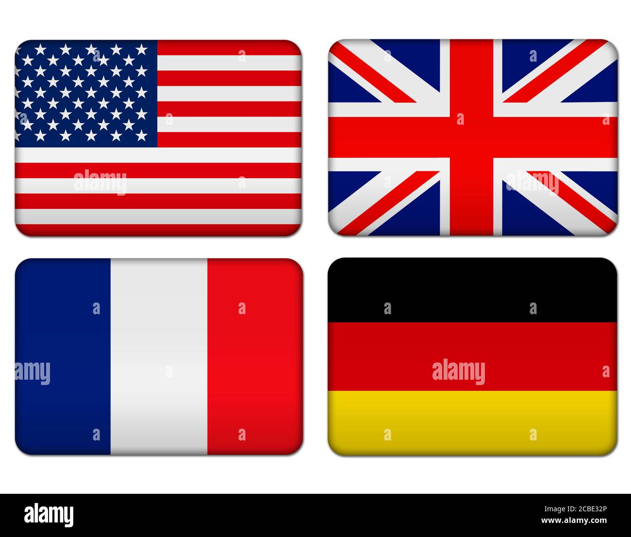 American, United Kingdom, France and Germany flag banner Stock Photo