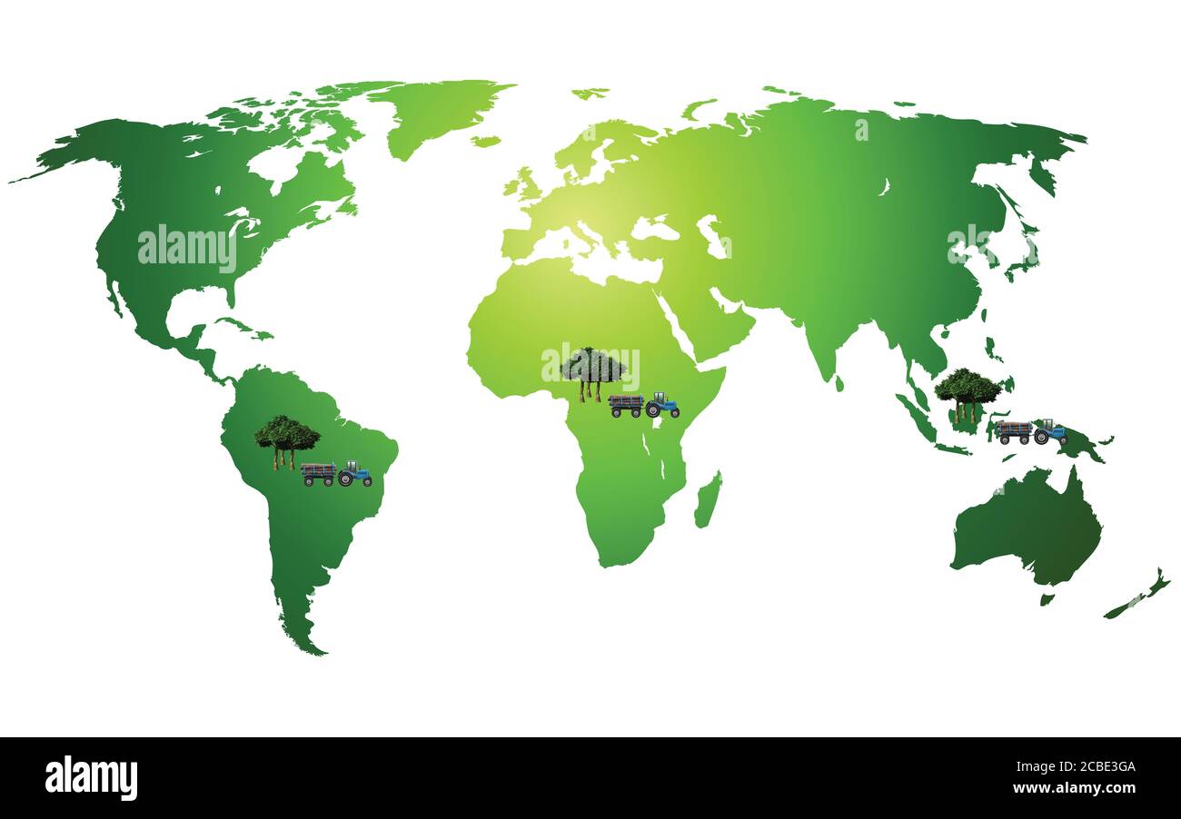 World Map Tropical Zone World Map Representation Of Rain Forest Deforestation Primarily Across The Tropical  Regions Including South America, Central Africa And Indonesia Stock Photo -  Alamy