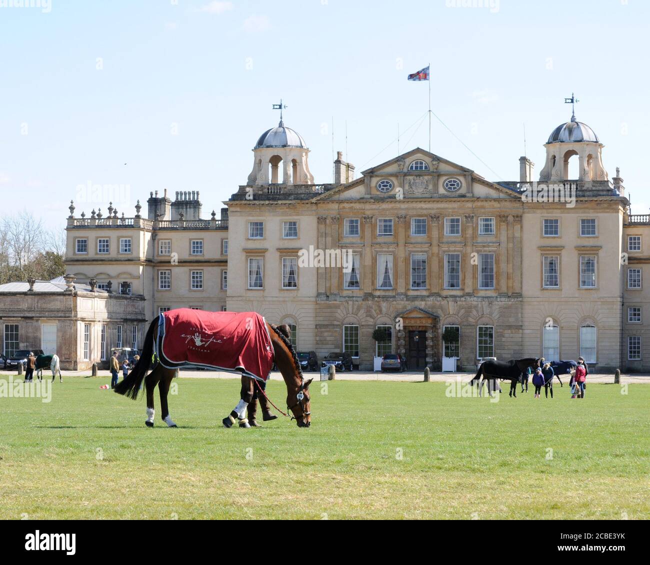 Badminton House Gloucestershire  Seat of the Dukes of Beaufort since the late 17th century,  Badminton Horse Trails Equestrian Stock Photo
