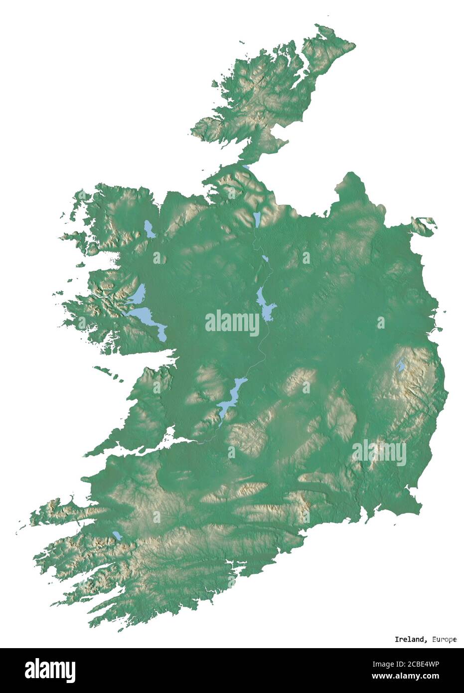 Shape Of Ireland With Its Capital Isolated On White Background 