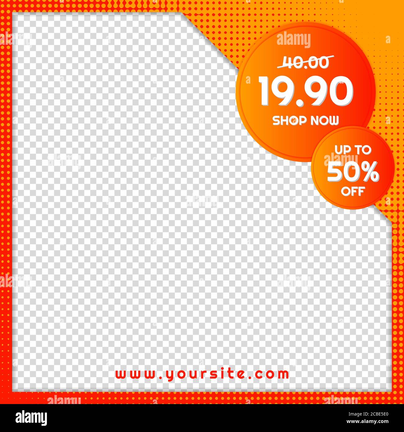 Sale banner hot price design halftone color frame style with space for