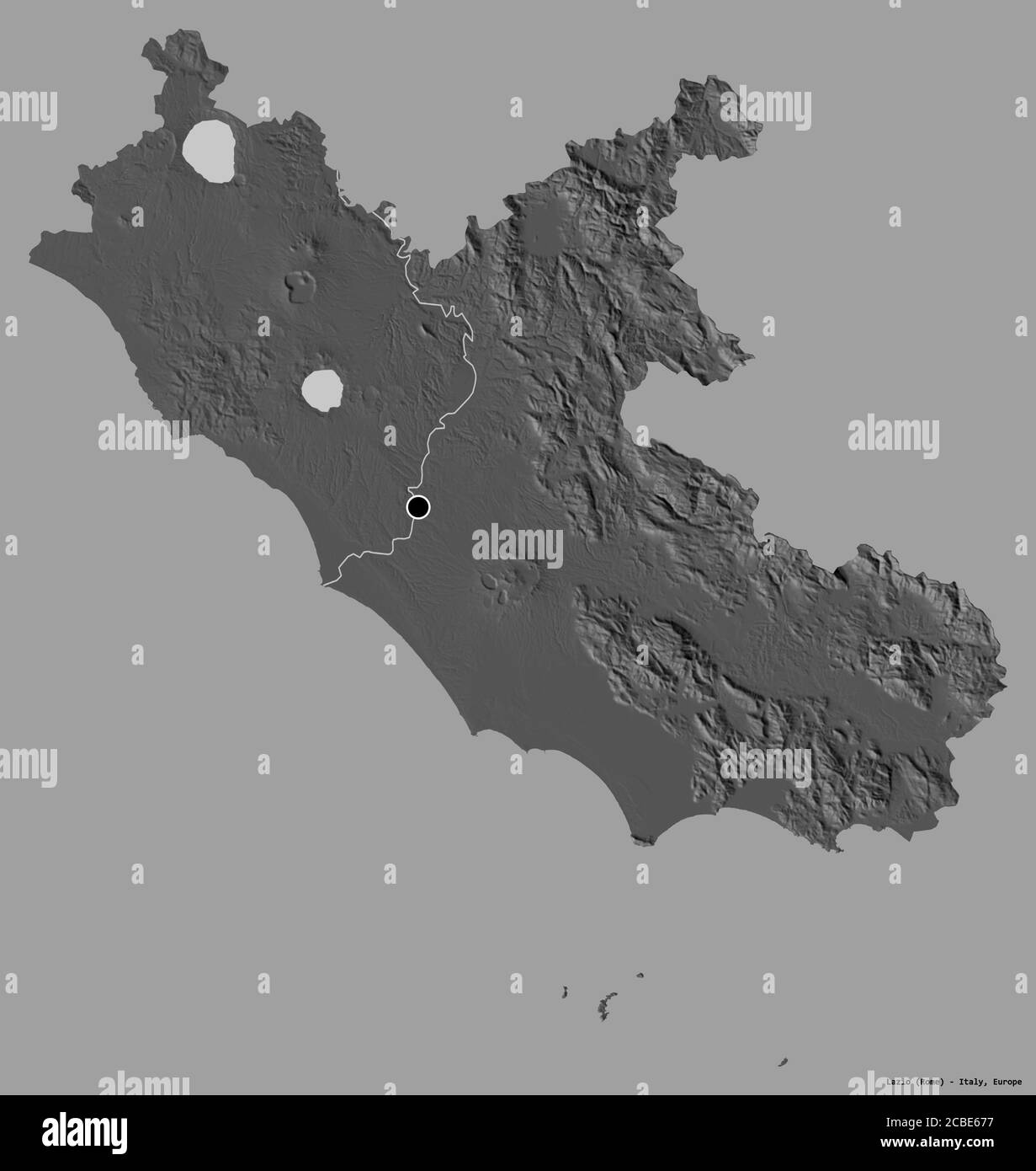 Shape Of Lazio Region Of Italy With Its Capital Isolated On A Solid Color Background Bilevel Elevation Map 3d Rendering Stock Photo Alamy
