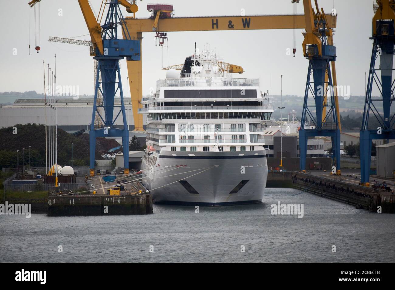 viking cruises redundant cruise ships berthed in belfast during coronavirus outbreak in the uk Stock Photo