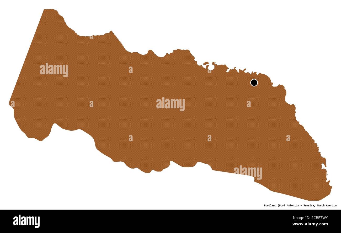 Map Of Portland Jamaica Shape Of Portland, Parish Of Jamaica, With Its Capital Isolated On A Solid  Color Background. Bilevel Elevation Map. 3D Rendering Stock Photo - Alamy