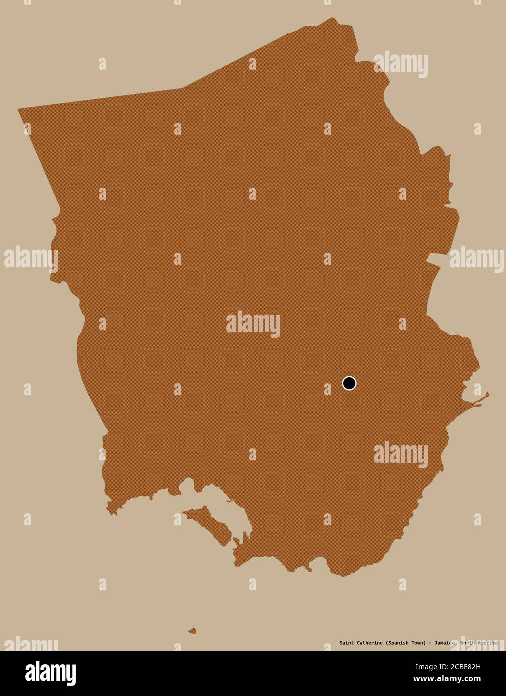 Shape of Saint Catherine, parish of Jamaica, with its capital isolated on a solid color
