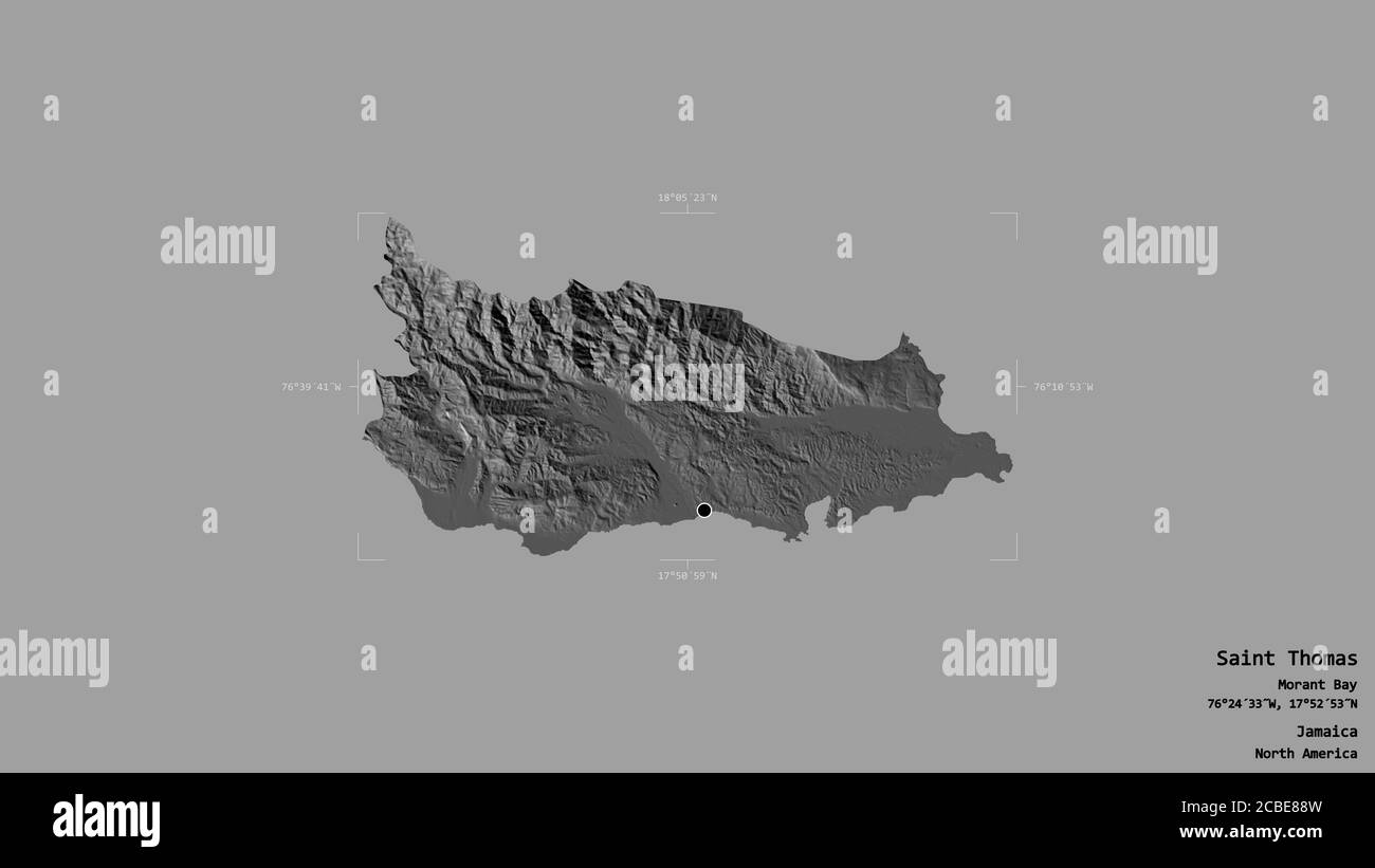 Area of Saint Thomas, parish of Jamaica, isolated on a solid background