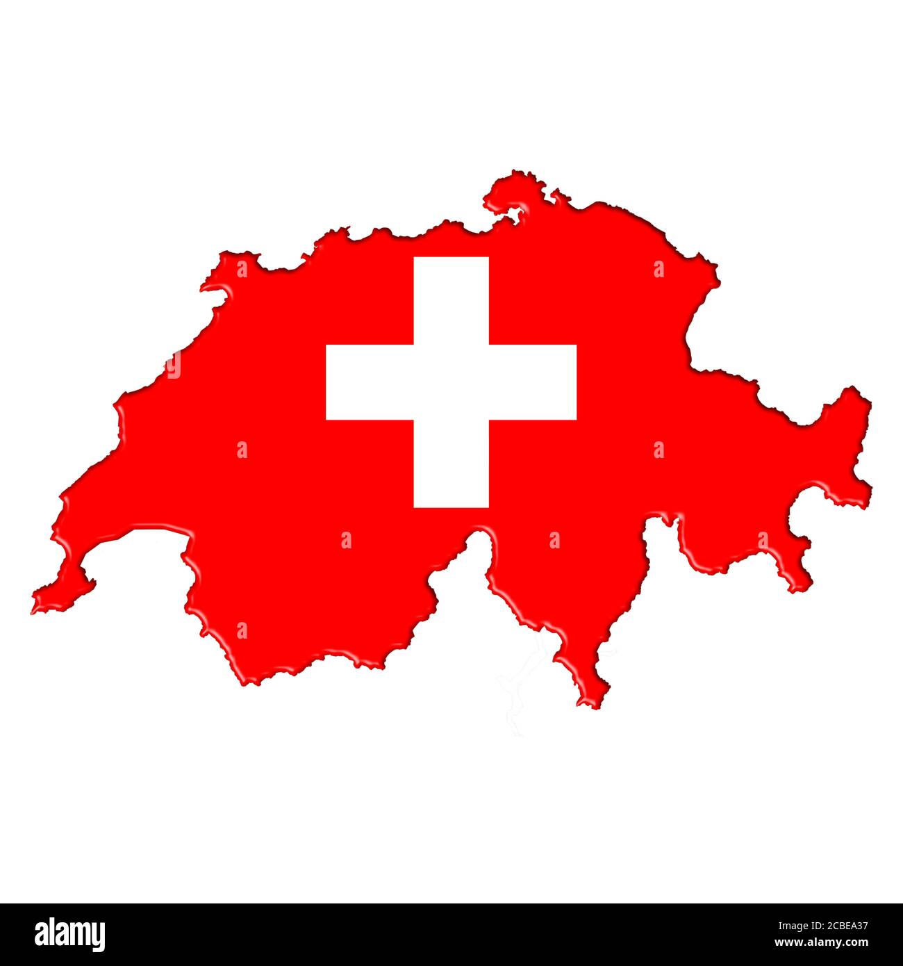 Switzerland Swiss map flag plan banner Stock Photo