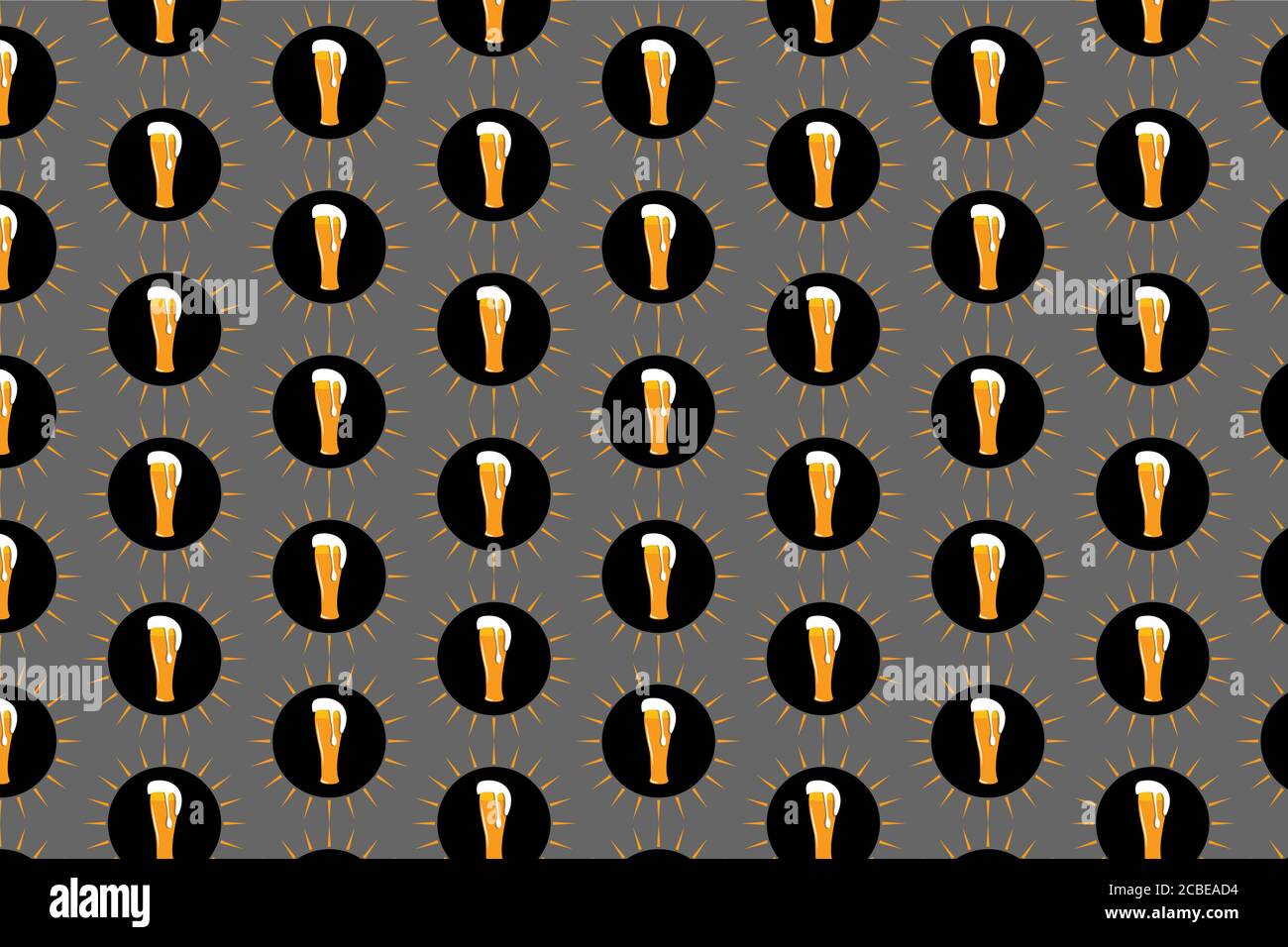 Beer seamless pattern on a grey background. Stock Vector