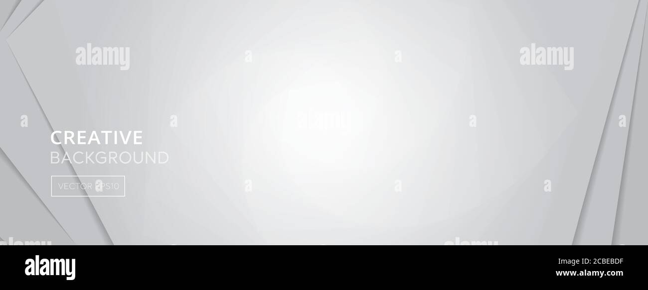 Gradient light gray banner background with empty space for text in the middle Stock Vector