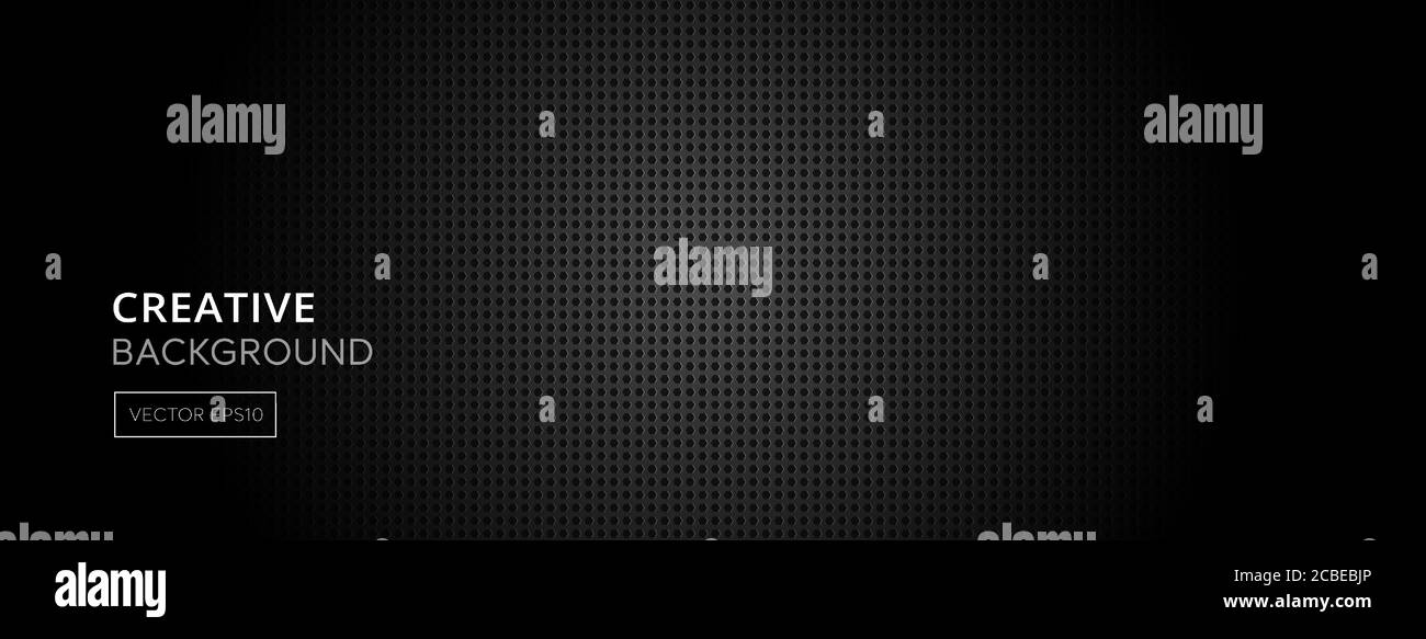 Abstract gradient dark black banner background with small hexagon hole