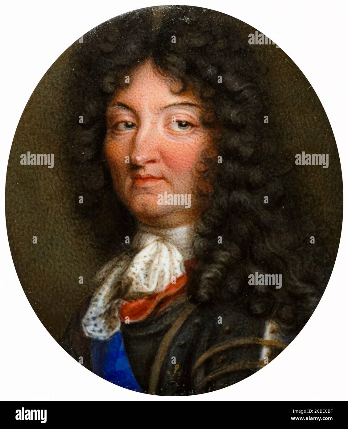 King Louis XIV of France (1638-1715), portrait miniature by School of Jean Petitot, 1650-1699 Stock Photo
