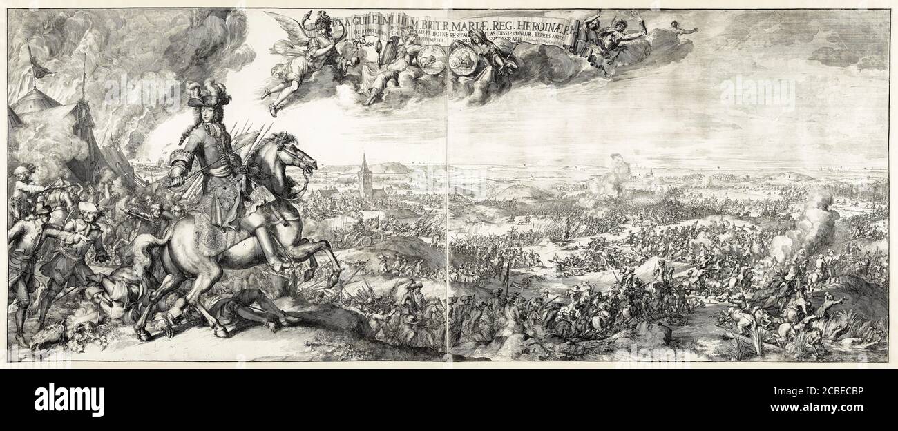 Victory of King William III at the Battle of the Boyne, Ireland in 1690, print by Romeyn de Hooghe, 1691 Stock Photo