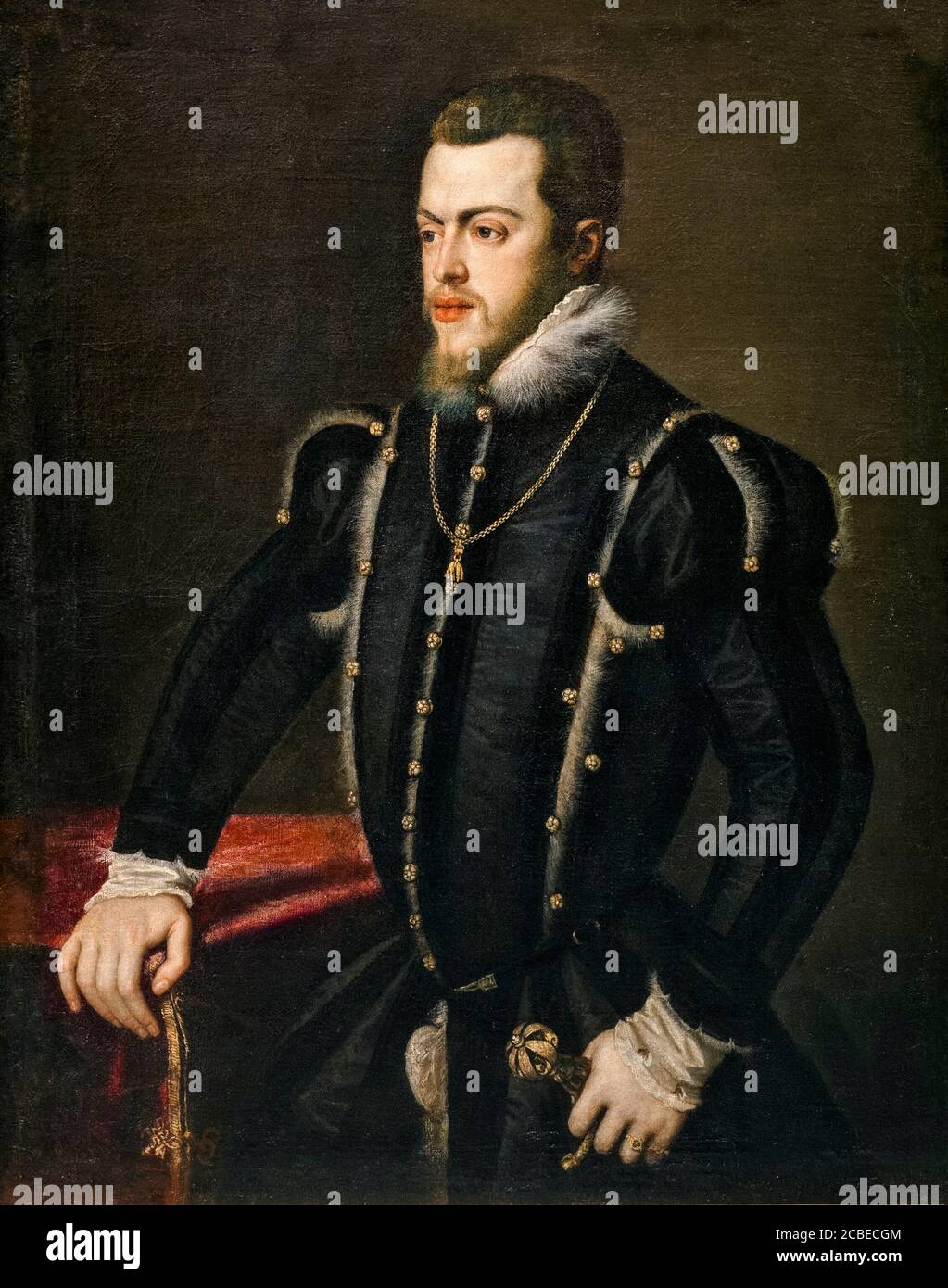 Philip II (1527-1598), King of Spain, portrait painting by Workshop of Titian, 1549-1550 Stock Photo