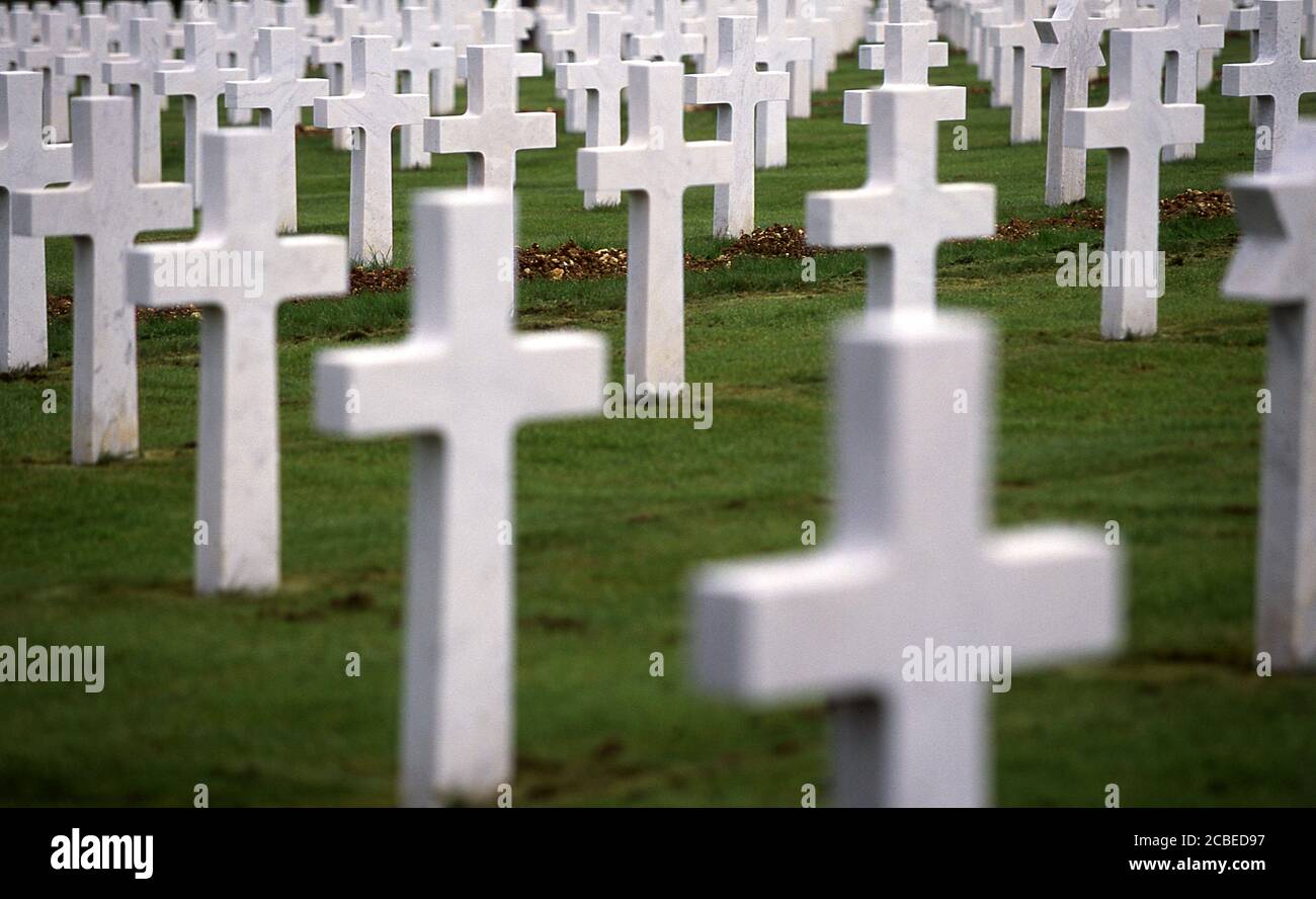 American  Cemetery at Aisne-Marne France. American war graves. Stock Photo