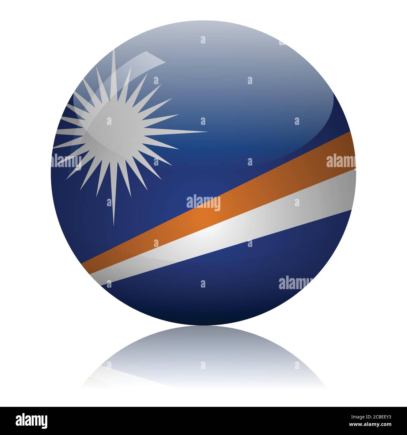 Marshall Islands Flag Glass Ball On Light Mirror Surface Vector