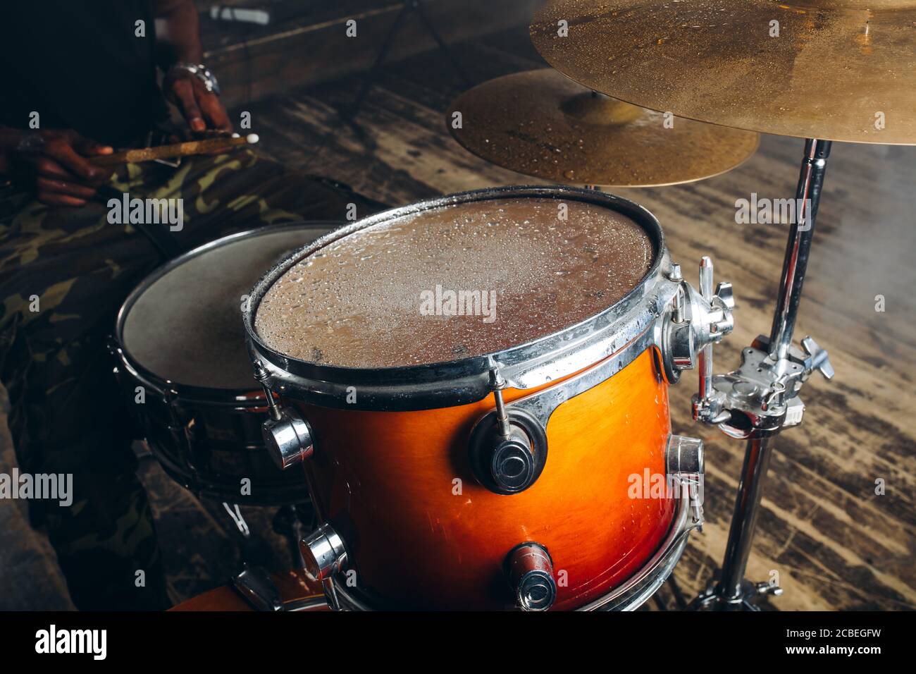 close up photo of a rofessional drum set . live music concept.musical ...