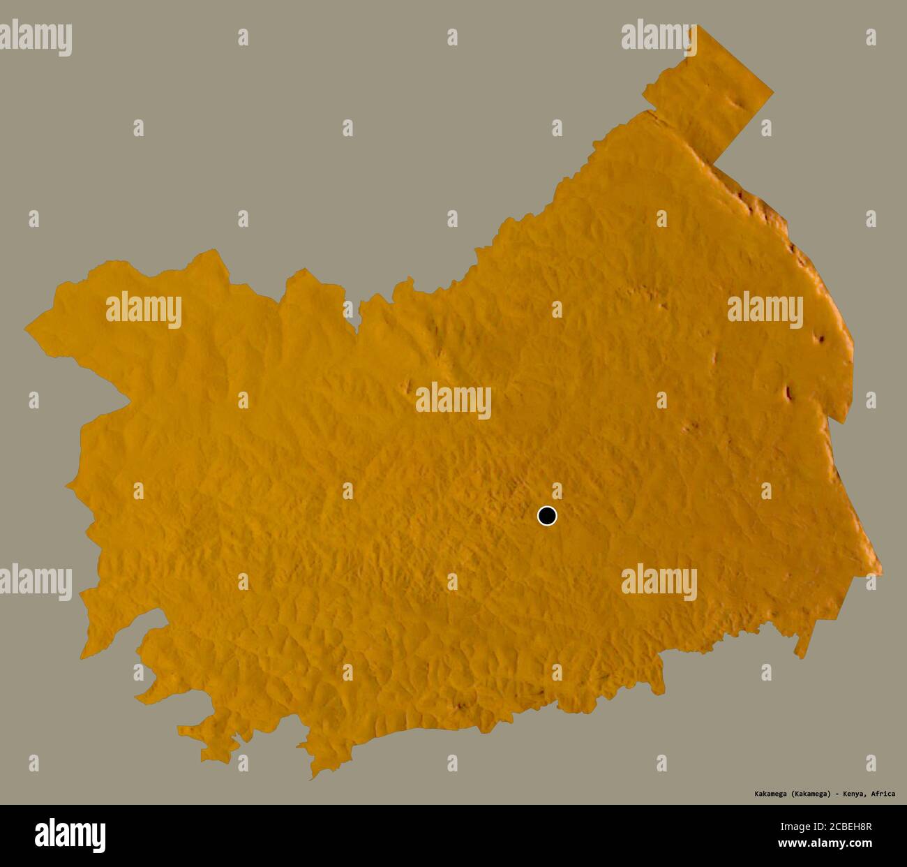 Shape of Kakamega, county of Kenya, with its capital isolated on a ...