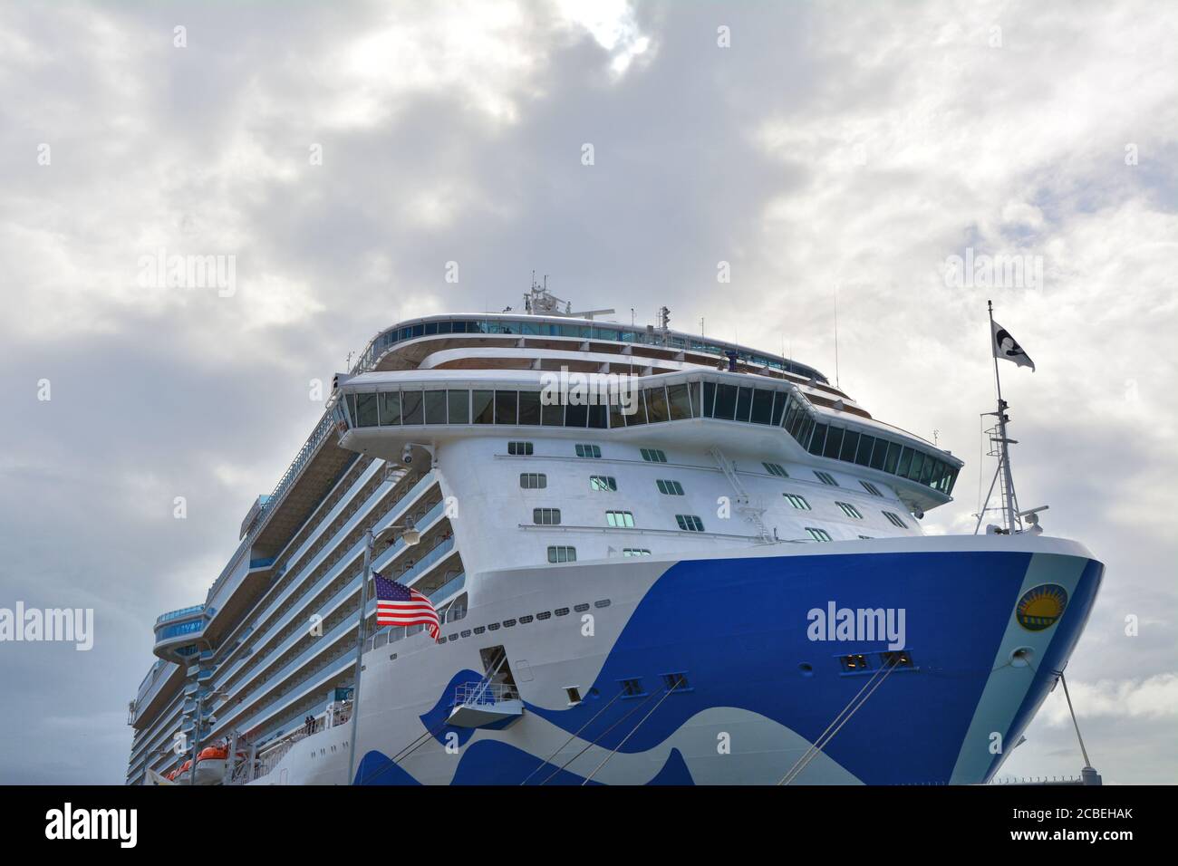 SAINT THOMAS, US VIRGIN ISLANDS - MARCH 23, 2017 : Royal Princess ship docked in Charlotte Amalie port in Saint Thomas. Stock Photo