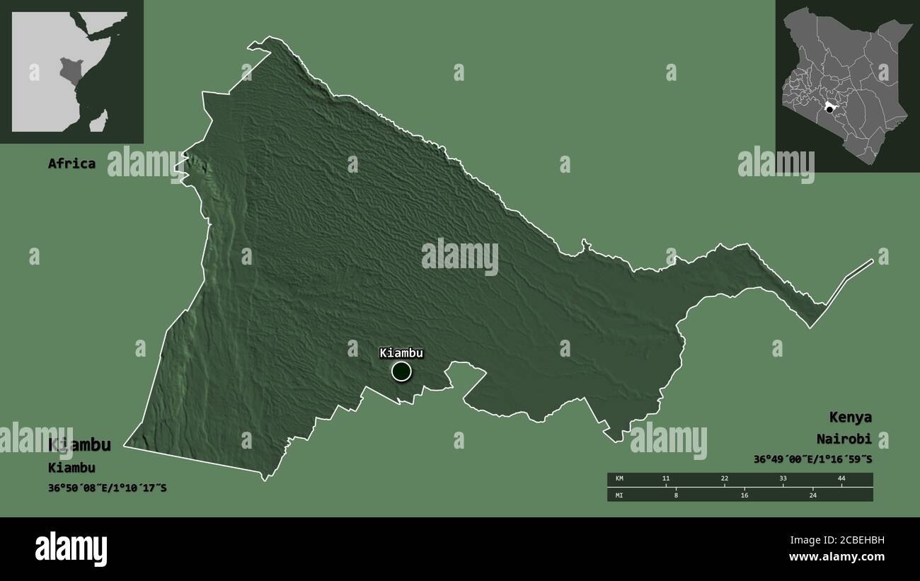 Map Of Kiambu County Shape Of Kiambu, County Of Kenya, And Its Capital. Distance Scale, Previews  And Labels. Colored Elevation Map. 3D Rendering Stock Photo - Alamy