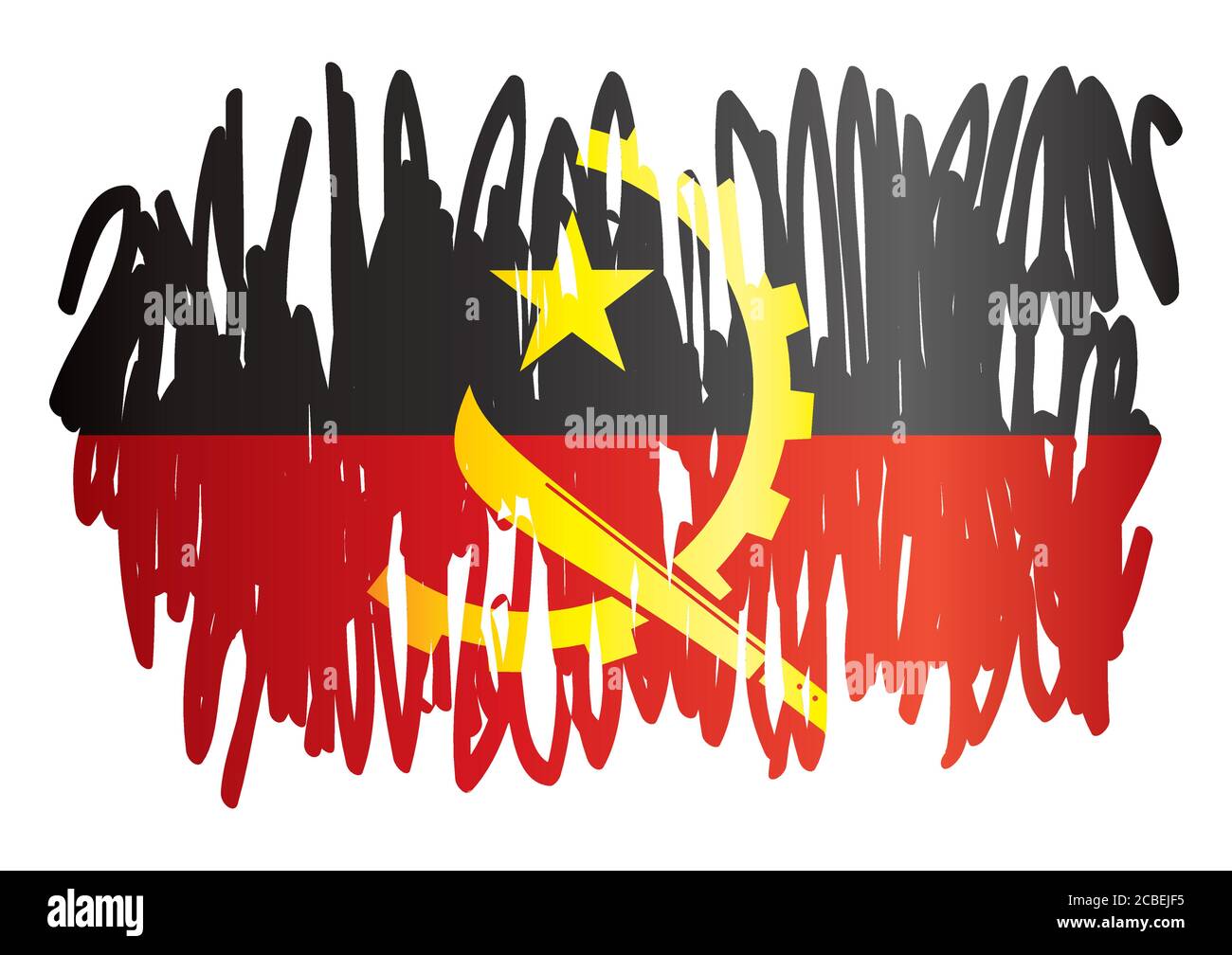 Flag of Angola, Republic of Angola. Template for award design, an official document with the flag of Angola. Bright, colorful vector illustration. Stock Vector