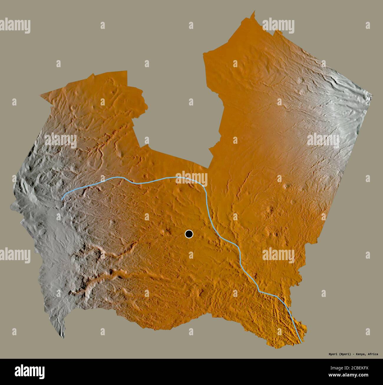 Map Of Nyeri County Shape Of Nyeri, County Of Kenya, With Its Capital Isolated On A Solid Color  Background. Topographic Relief Map. 3D Rendering Stock Photo - Alamy