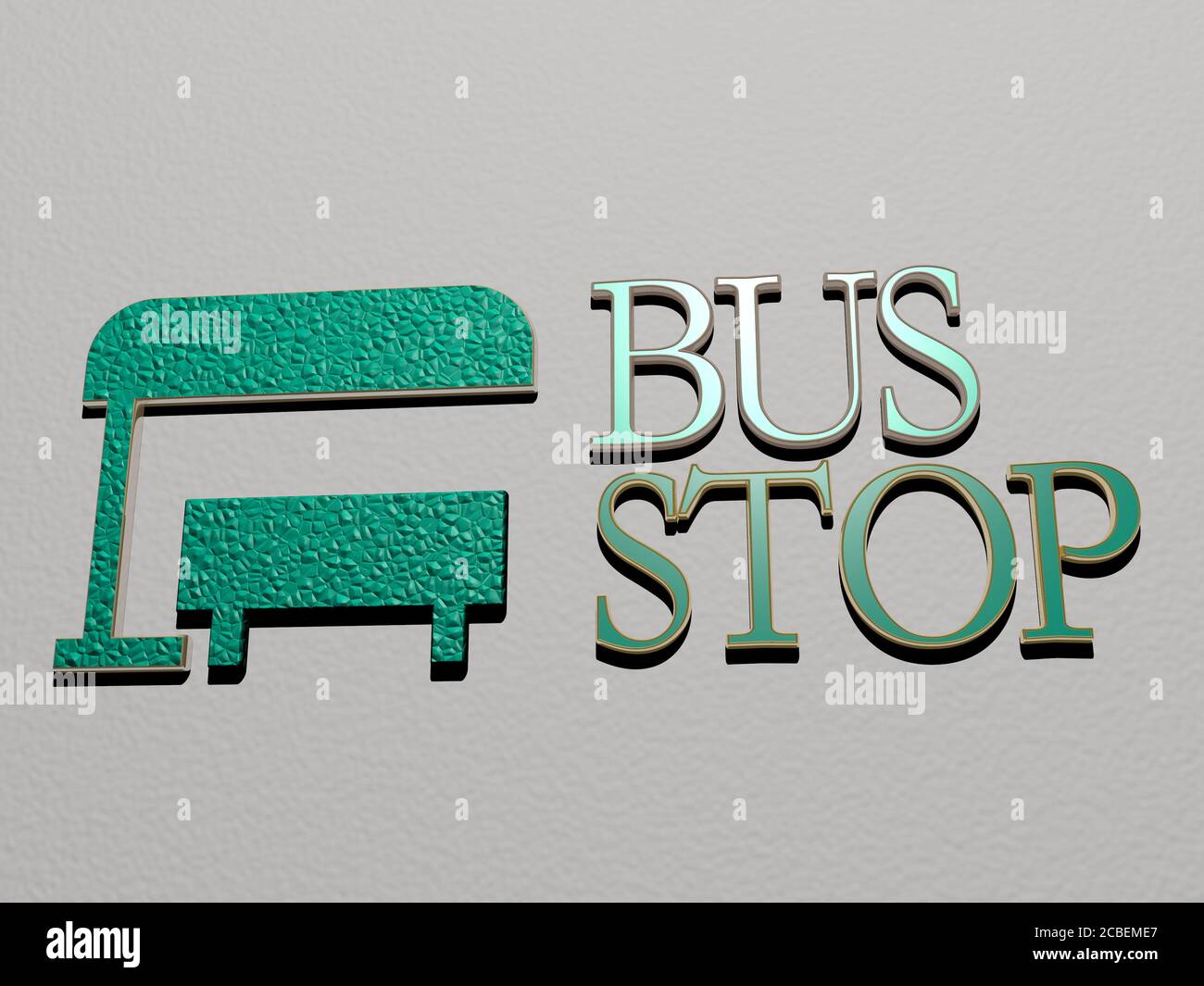 BUS STOP icon and text on the wall - 3D illustration for city and car ...