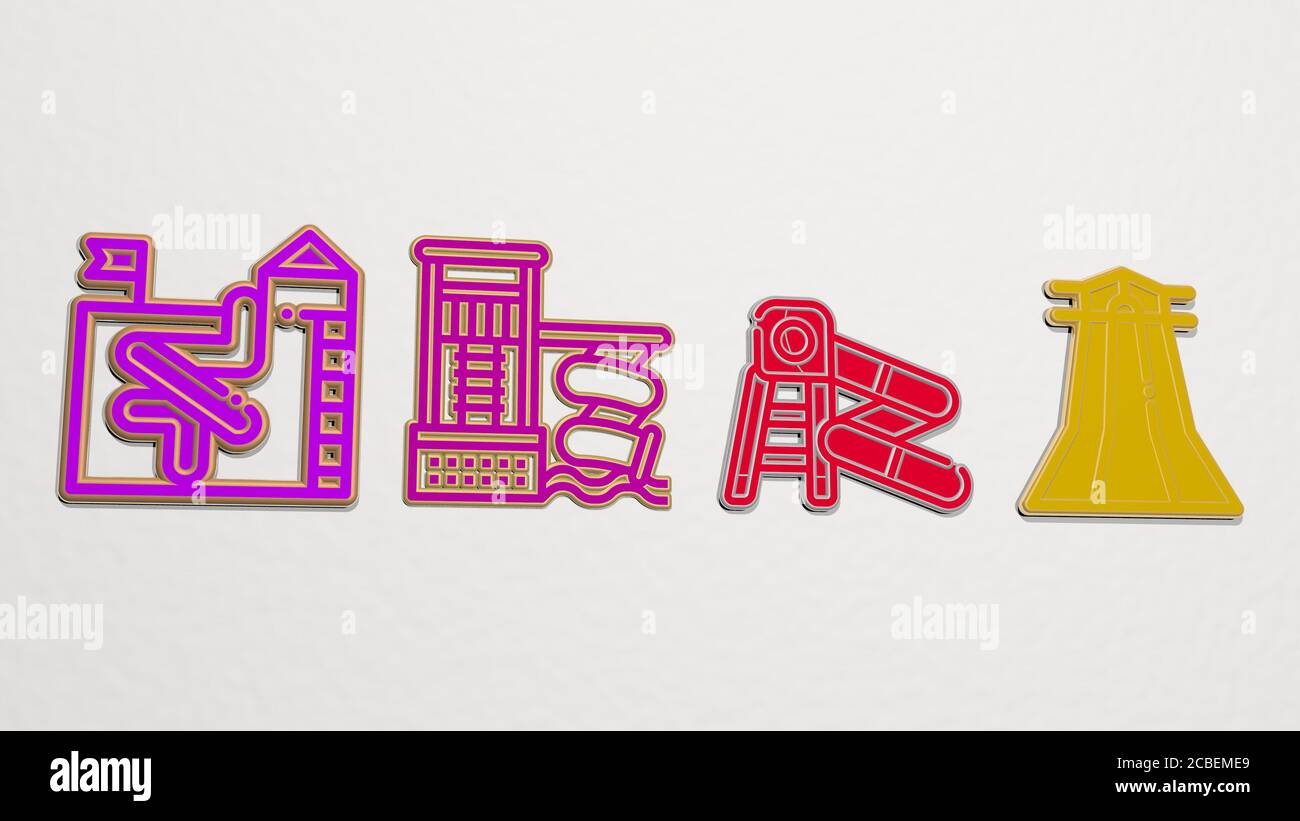 water slide 4 icons set - 3D illustration Stock Photo - Alamy