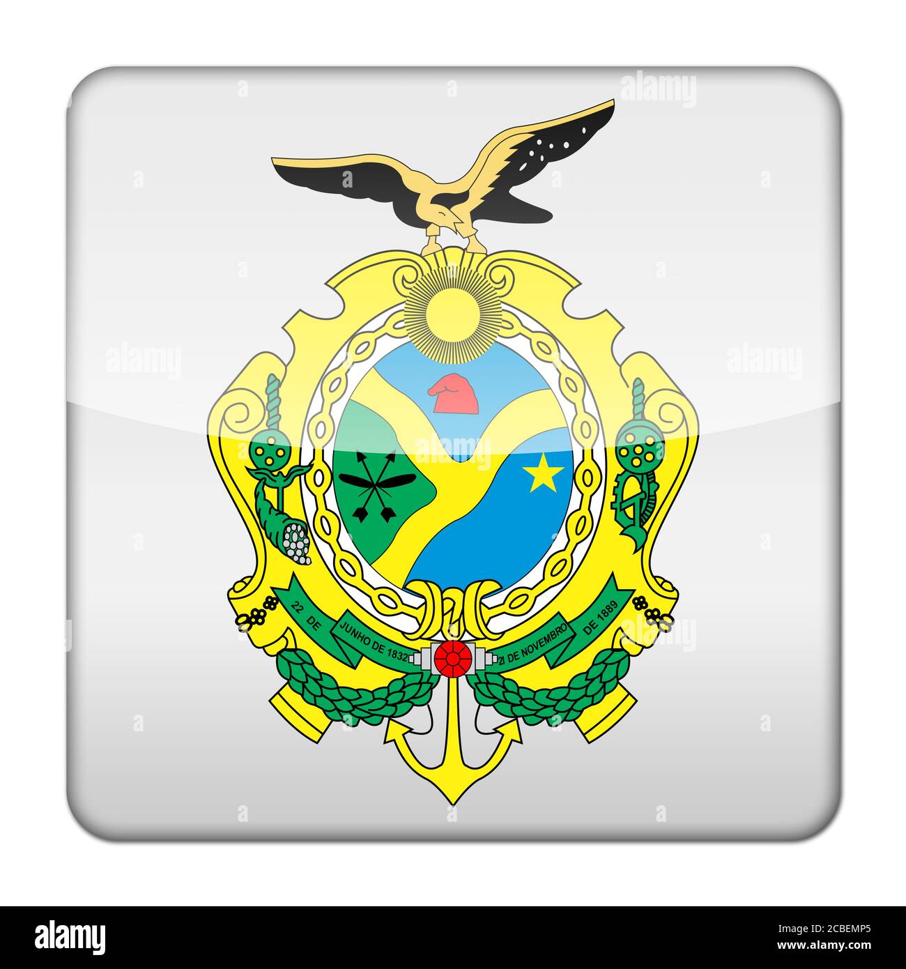 Glossy logo icon app flag seal of the Brazilian state Amazonas Stock Photo