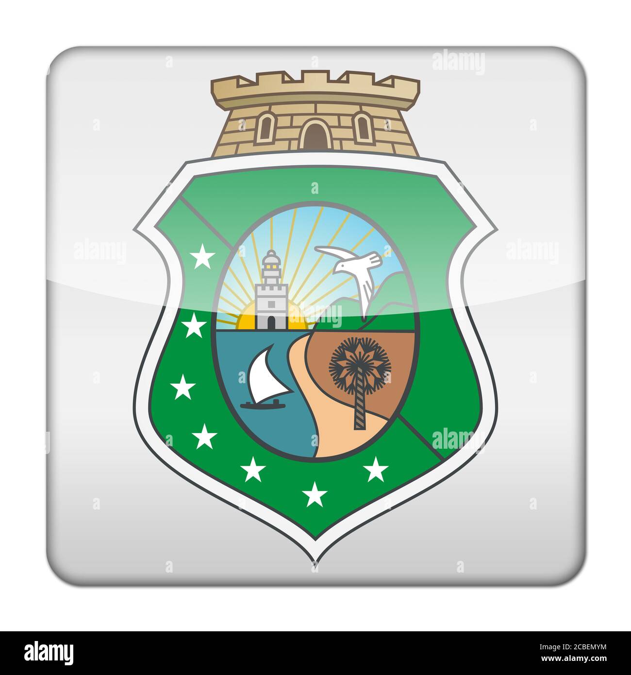 Glossy logo icon app flag seal of the Brazilian state Ceara Stock Photo