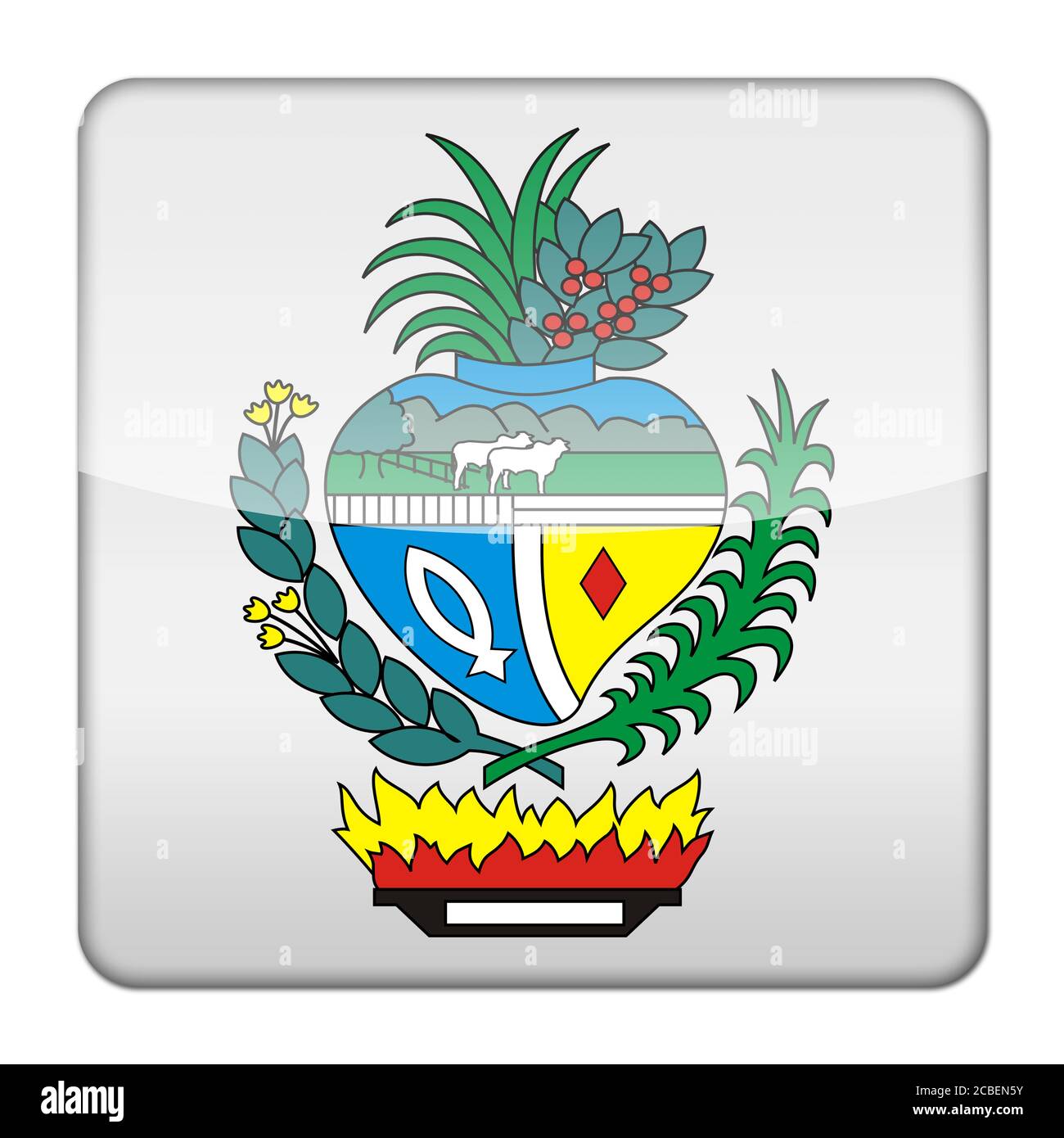 Glossy logo icon app flag seal of the Brazilian state Goias Stock Photo
