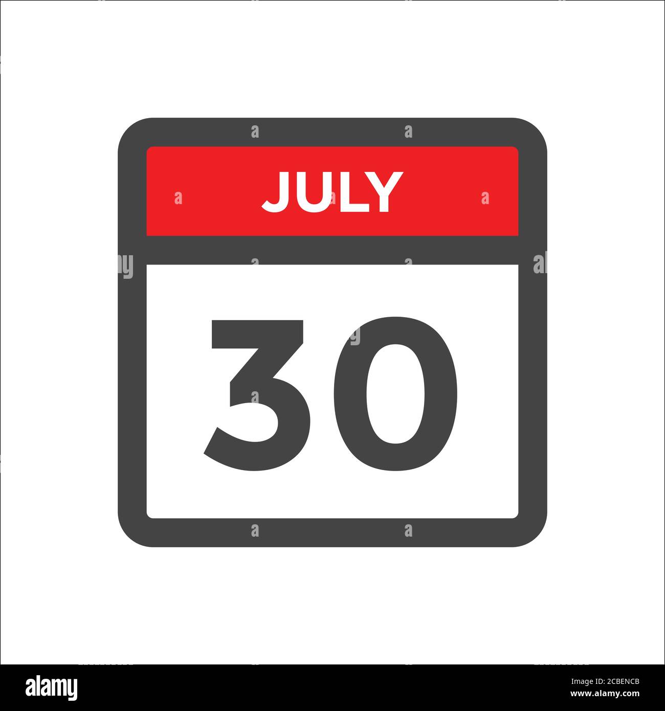 July 30 calendar icon with the day of month Stock Vector Image & Art