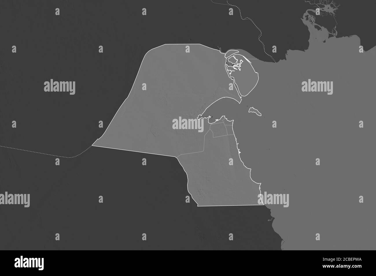 Shape of Kuwait separated by the desaturation of neighboring areas ...