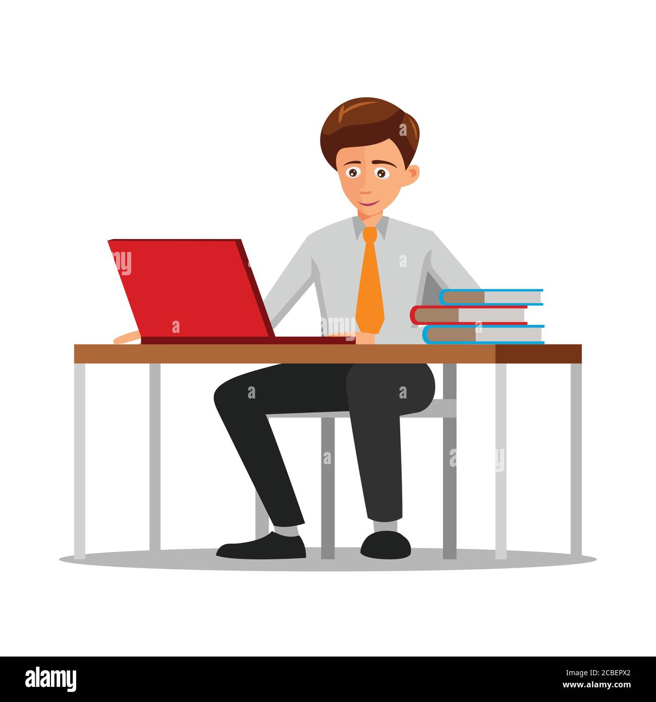 flat design of cartoon character of office man working,vector illustration  Stock Vector Image & Art - Alamy