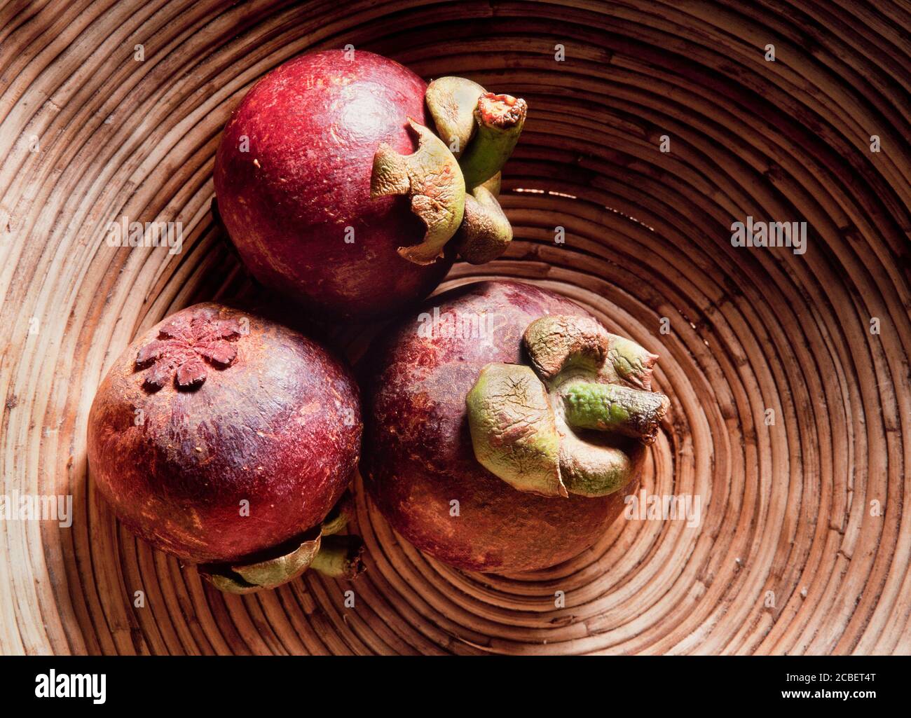 Mangosteen fruit, (Manggis) Garcinia mangostana, Malaysia Stock Photo