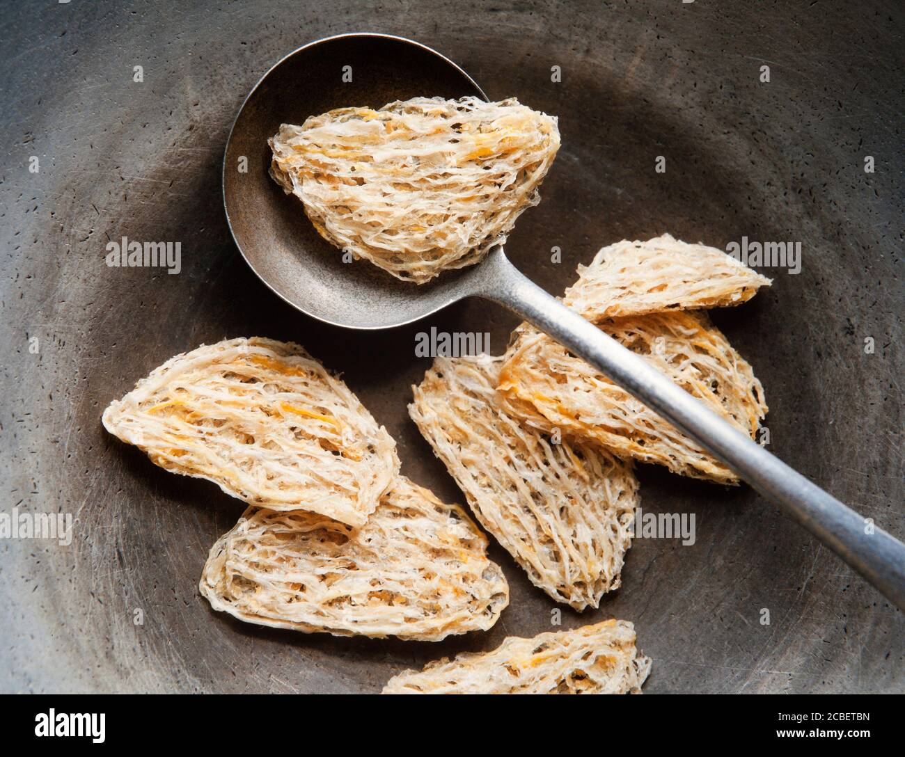 Dried swiftlets bird nests used in Chinese birds nest soup Stock Photo