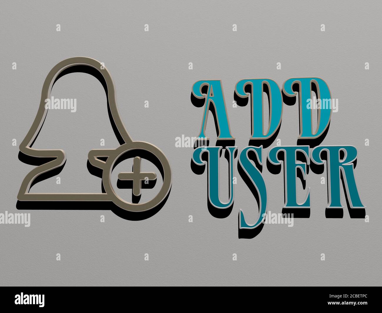 add user icon and text on the wall - 3D illustration for background and ...