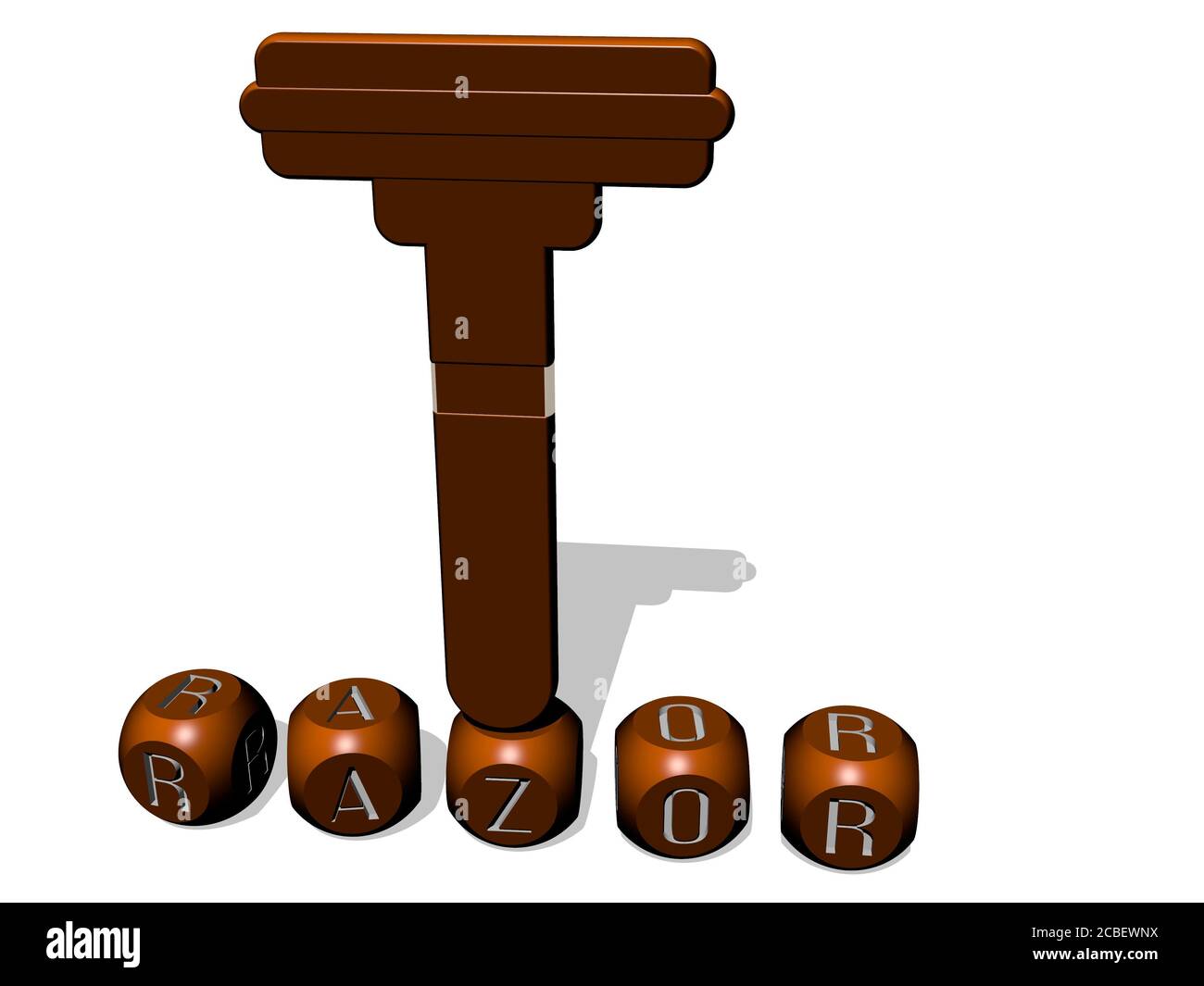 RAZOR cubic letters with 3D icon on the top - 3D illustration for ...