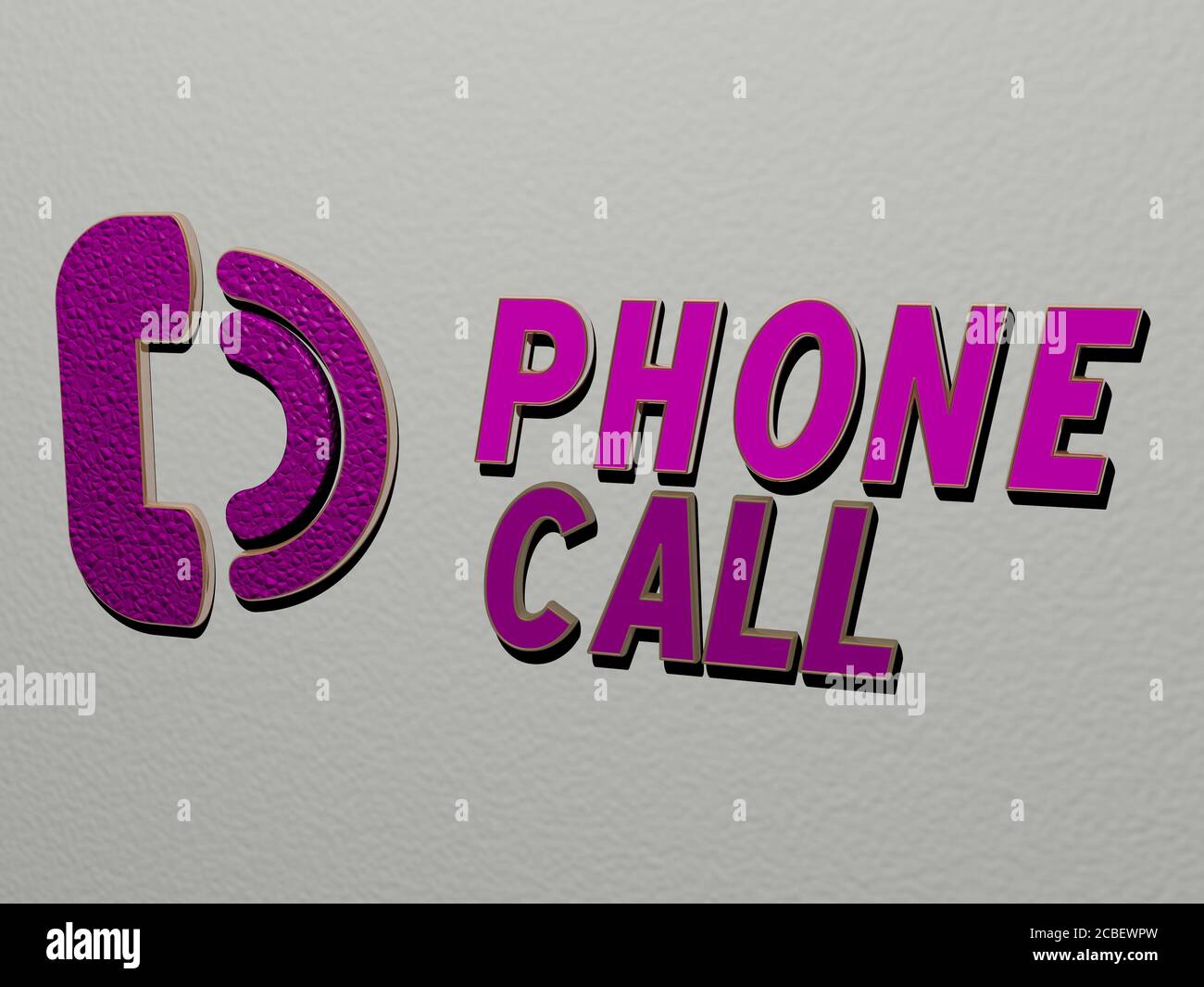 phone call icon and text on the wall - 3D illustration for mobile and ...