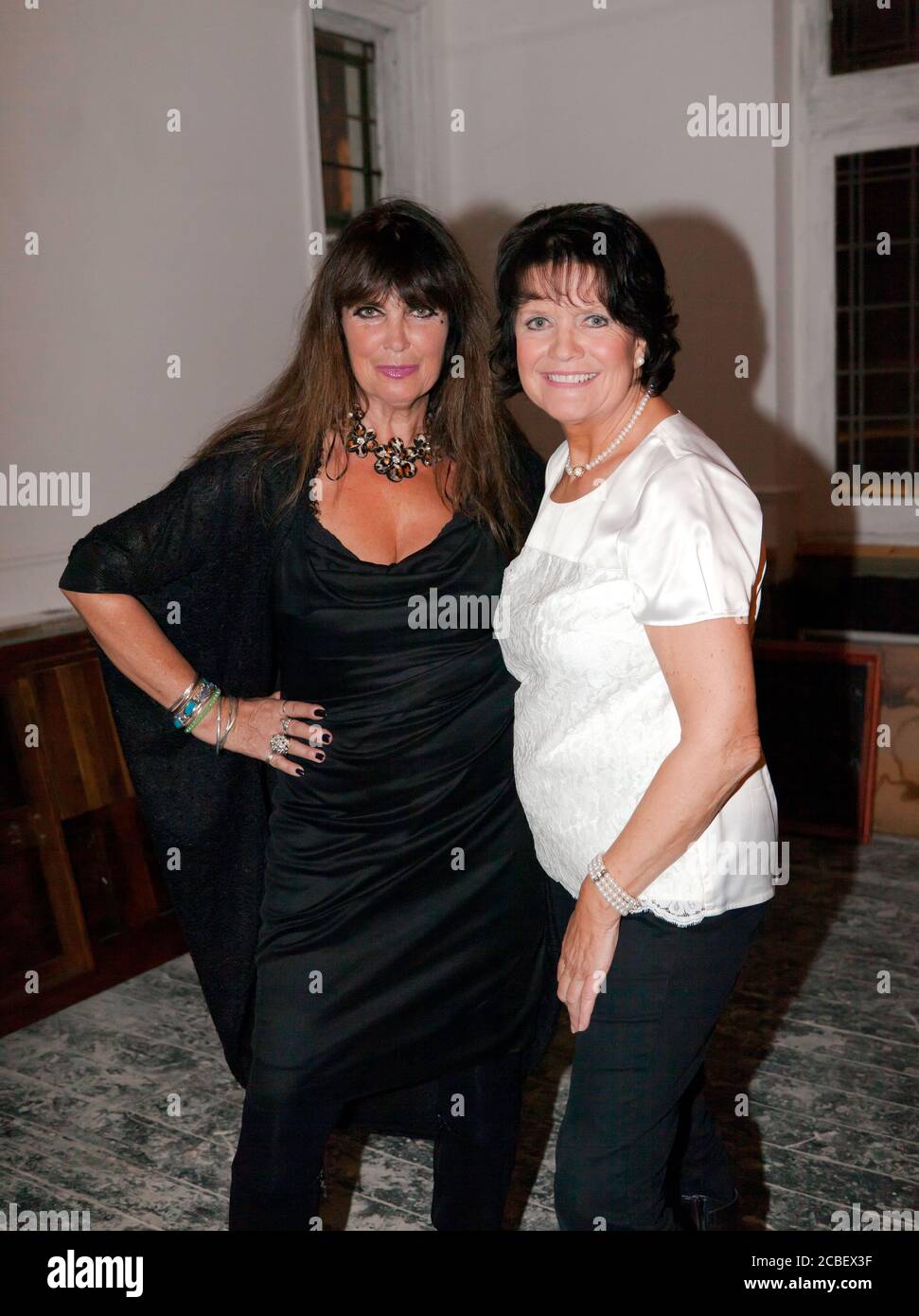 Caroline Munro and Sally Geeson, pose for me, at the Misty Moon International Film Festival 2013 Stock Photo