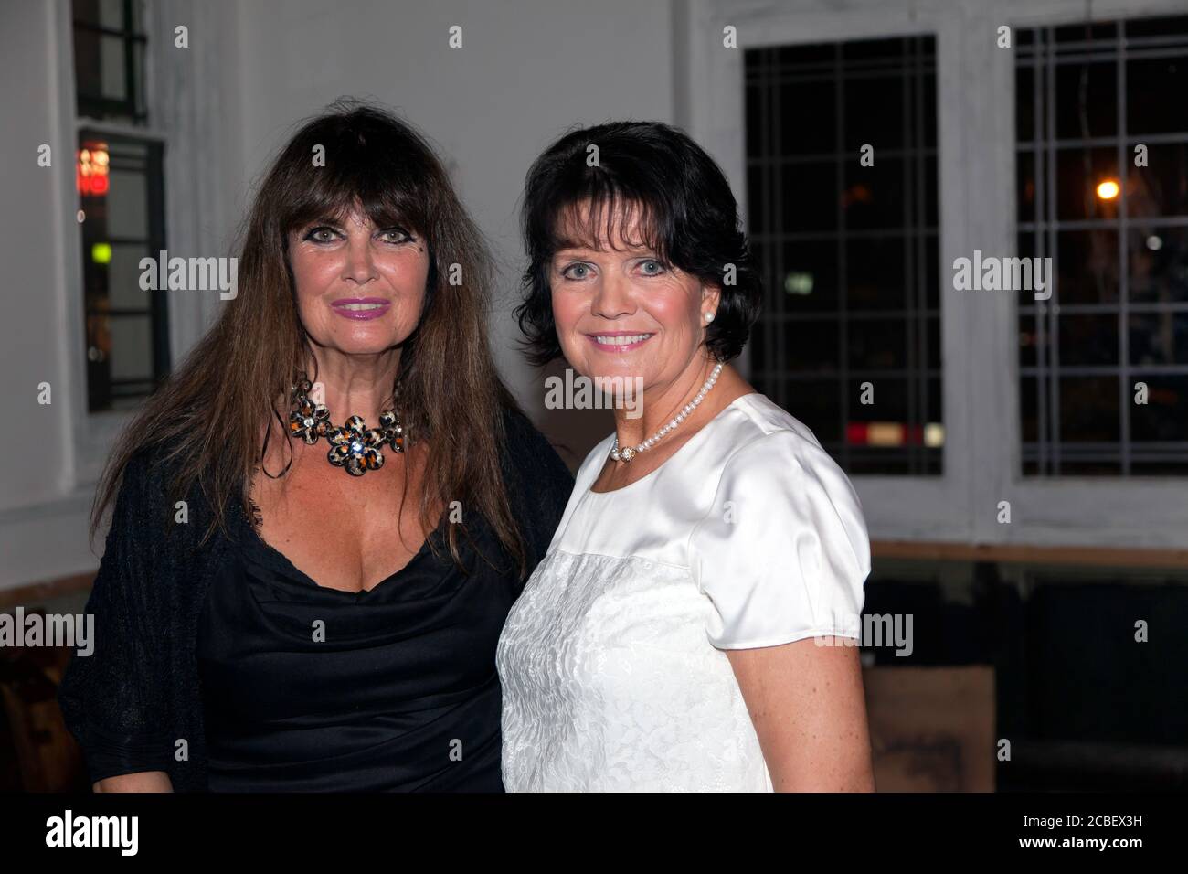 Caroline Munro and Sally Geeson, pose for me, ,at the Misty Moon International Film Festival 2013 Stock Photo