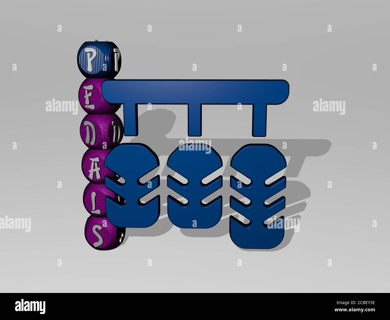 PEDALS 3D icon and dice letter text - 3D illustration for bicycle and bike Stock Photo